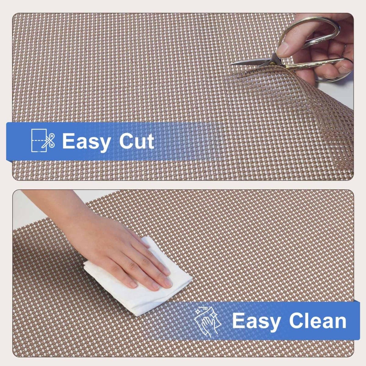 Ringseyeon 12 in x 10 ft Non-Adhesive Cabinet Liner Wheat for Drawers, Shelves and Dresser Slip Resistant with Great Grip, Perfect for Kitchen cabinets thumbnail 5