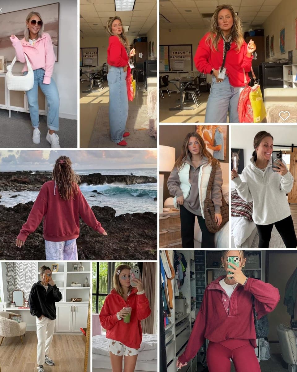 Gacaky Sweatshirt for Women Oversized Casual Long Sleeve Button Henley Neck Pullover Tops Fashion Outfits Clothes Red X-Large thumbnail 2