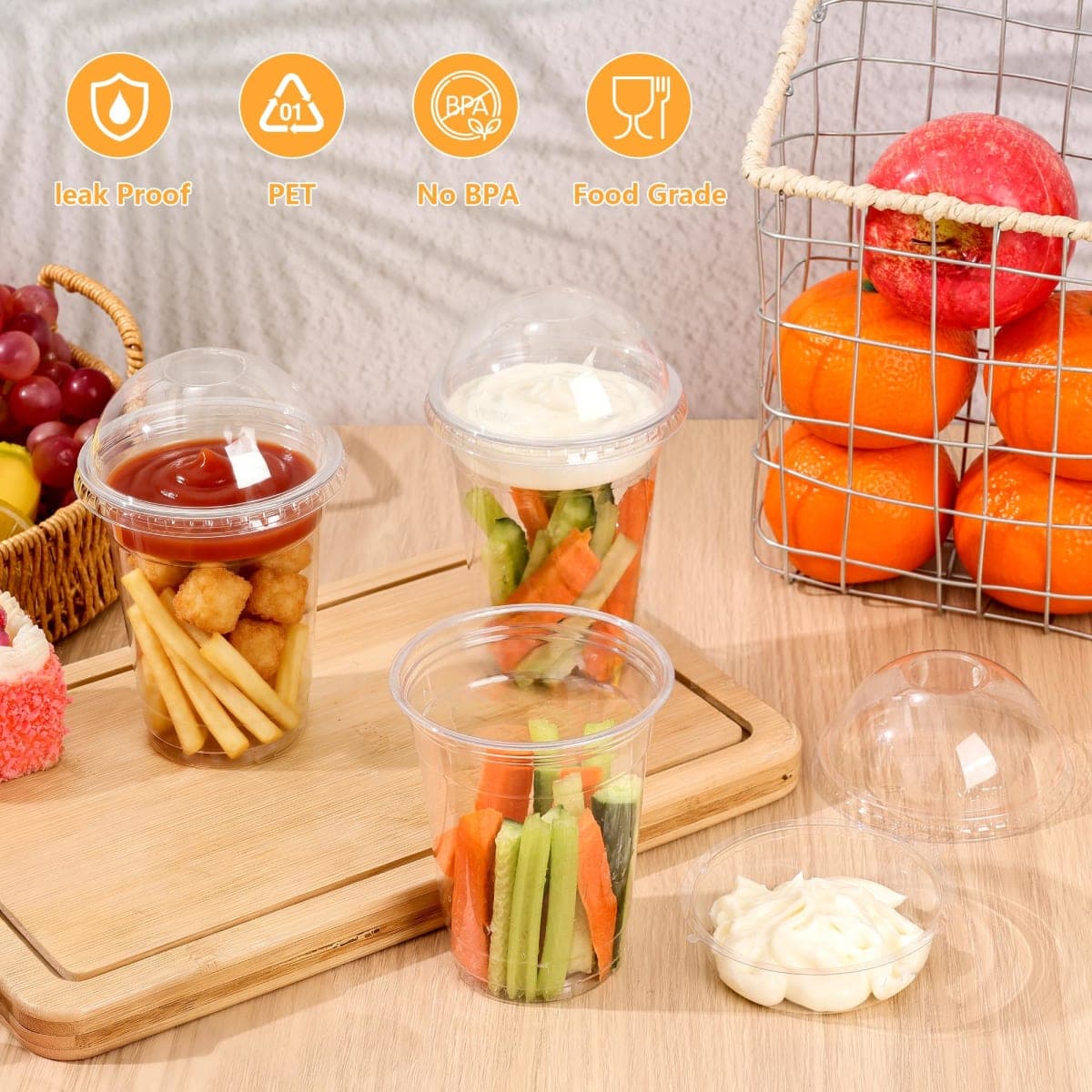DI QIU REN 50PCS 12oz Disposable Parfait Cups with Insert & Dome Lids & Spoons – Yogurt Containers with Lid for Snacks, Dips and Veggies, Breakfast, Dessert Cups with Lids Birthday Holiday Party thumbnail 4