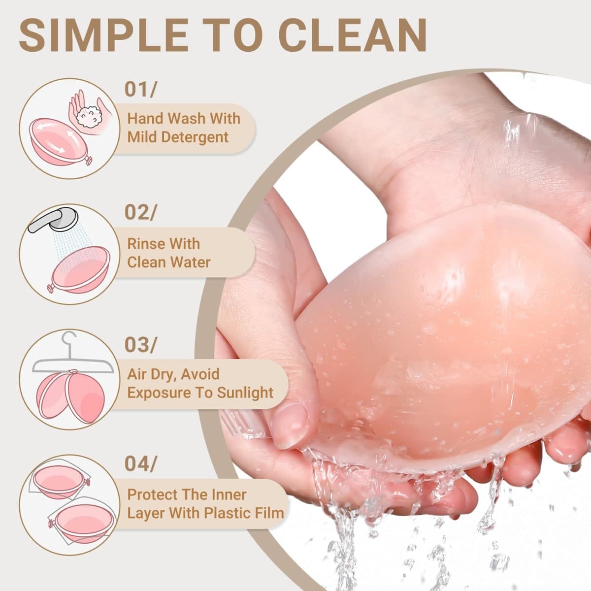 Cbthet Strapless Sticky Bra, Backless Push Up Adhesive Bra for Women, Invisible Silicone Bra with Nipple Covers thumbnail 5