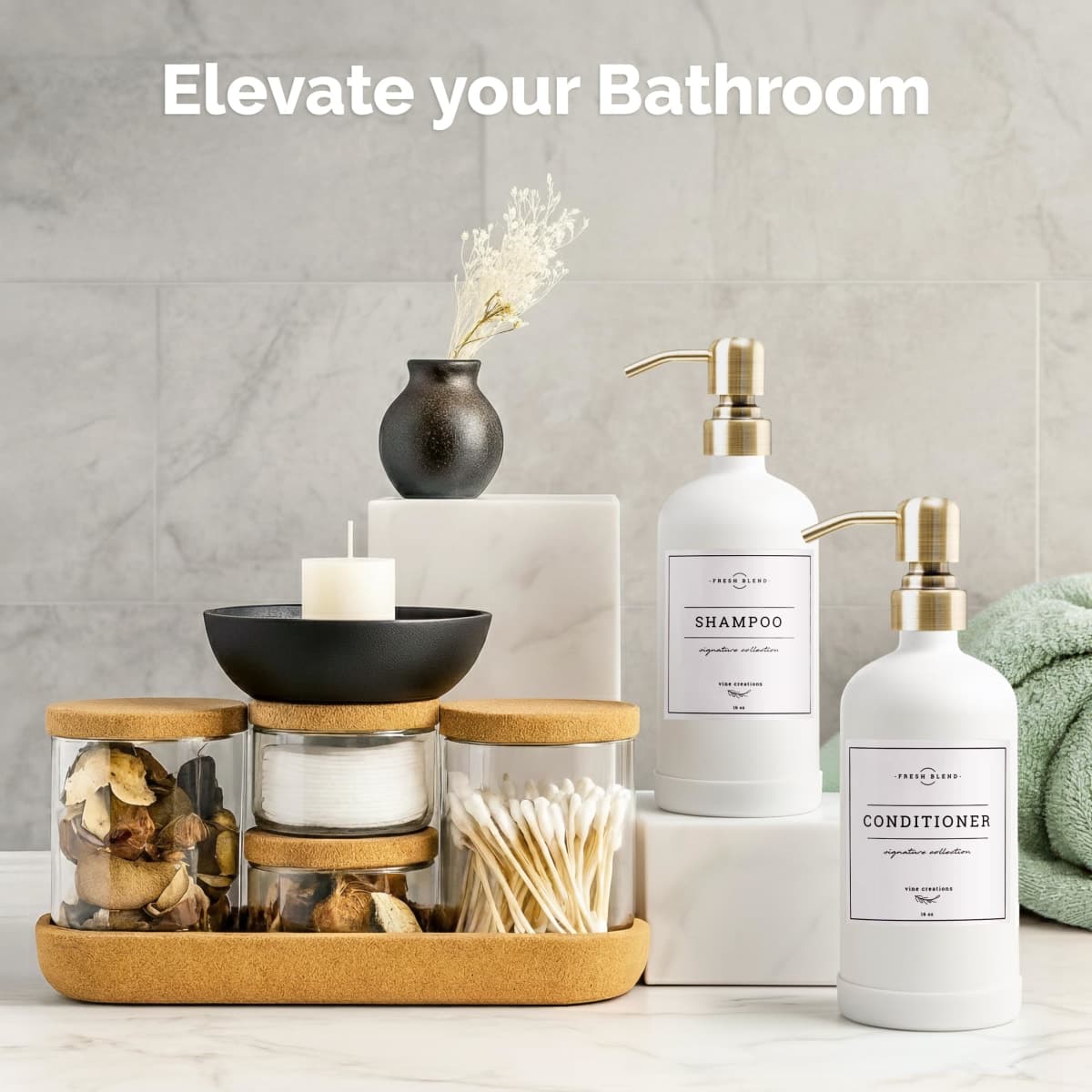 Vine Creations White Glass Soap Dispenser, 2 Pack Kitchen Soap Dispenser Set with Stainless Steel Pump, 16 oz Dish Soap and Hand Soap Dispensers for Bathroom with Waterproof Labels thumbnail 4