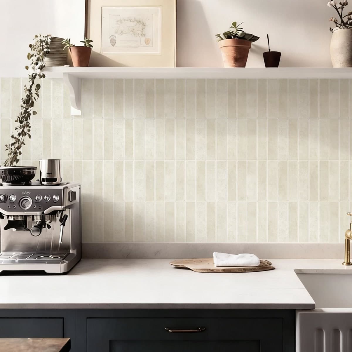 Tretizl 10 Sheets Thicker Design Peel and Stick Backsplash, Self Adhesive Wall Tiles, Stick on Backsplash for Kitchen and Bathroom, 12"x12",Beige thumbnail 2