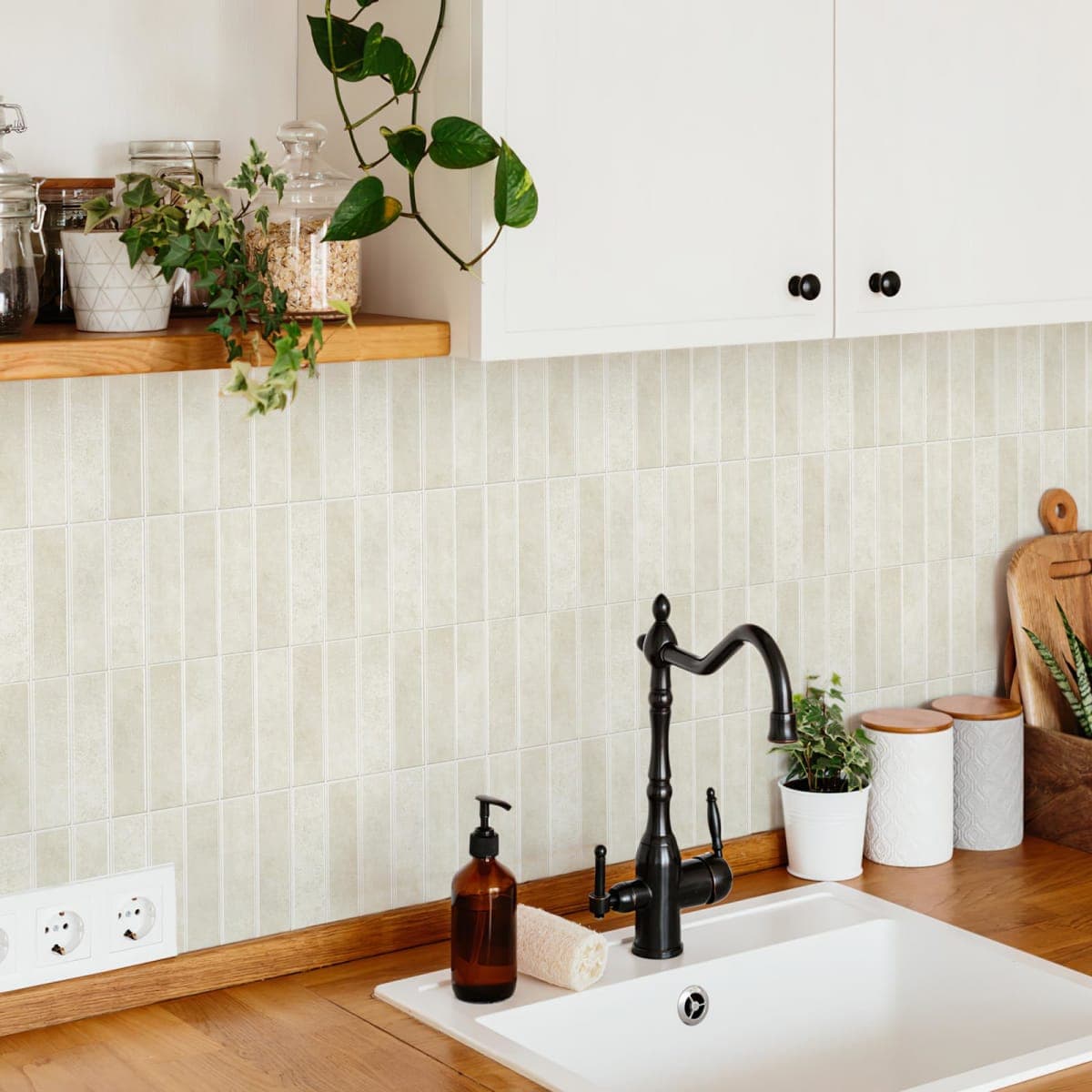 Tretizl 10 Sheets Thicker Design Peel and Stick Backsplash, Self Adhesive Wall Tiles, Stick on Backsplash for Kitchen and Bathroom, 12"x12",Beige thumbnail 3