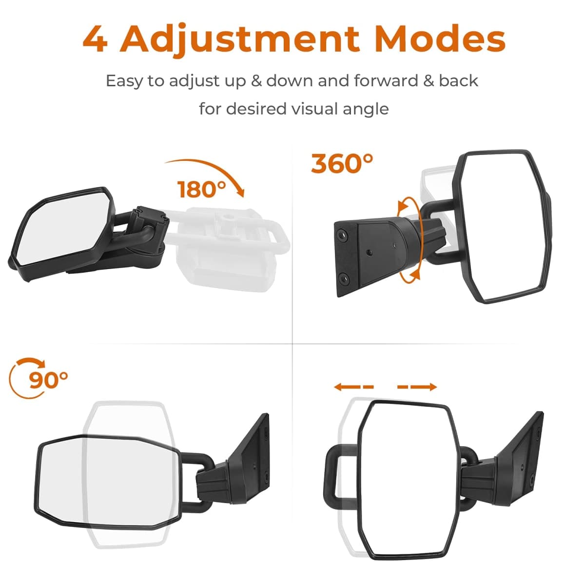 Mirrors Doors Off Compatible with Wrangler, QMPARTS No Vibrate & Wobble Side View Mirrors, Easy-Install Doorless Side Quick Release Mirror for Safe Doors Off Driving for Wrangler JK JKU 2007-2018 thumbnail 2