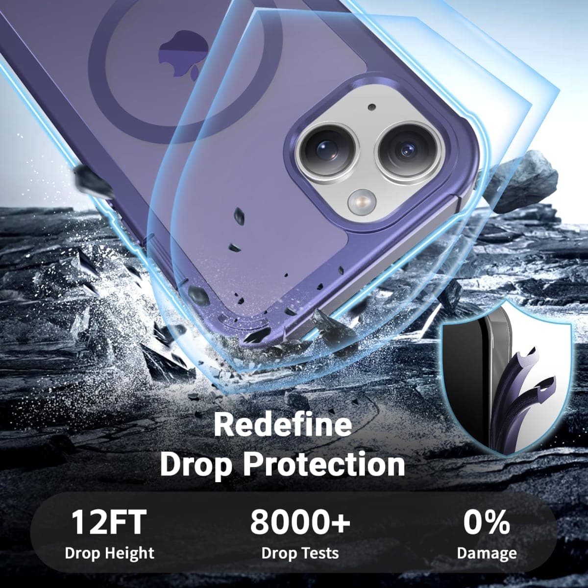 jaroco for iPhone 13 case, with [Compatible with MagSafe][Military Grade Drop Protection][Heavy Duty Protection][Non-Slip][Shockproof] with 2-Layer Durable Bumper Phone Case 6.1''-Dark Purple thumbnail 3