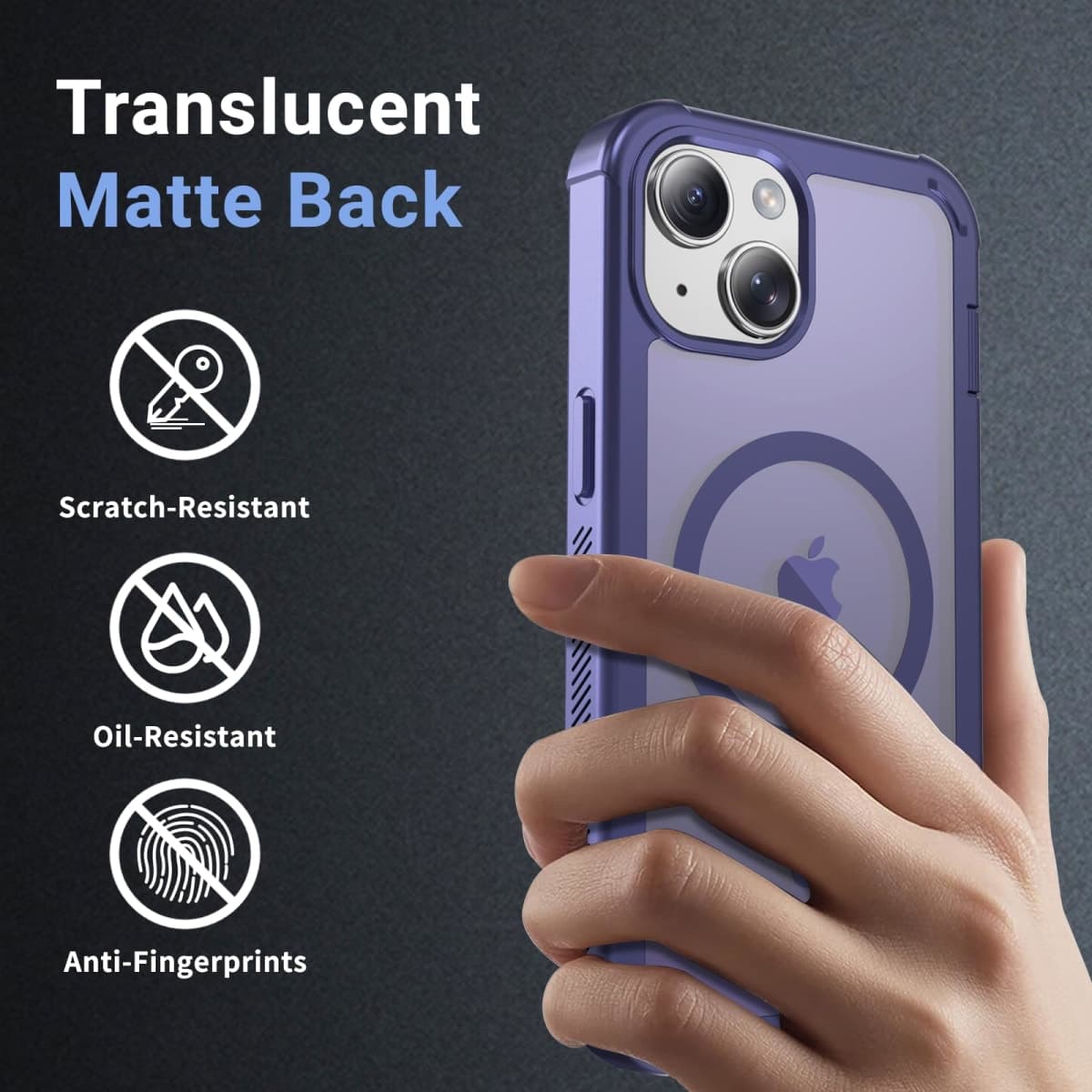 jaroco for iPhone 13 case, with [Compatible with MagSafe][Military Grade Drop Protection][Heavy Duty Protection][Non-Slip][Shockproof] with 2-Layer Durable Bumper Phone Case 6.1''-Dark Purple thumbnail 5