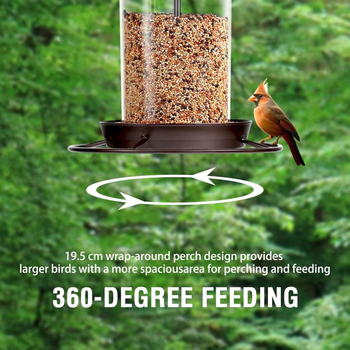 Metal Bird Feeder for Outdoors Hanging,3.0LB Seed Feeder,Easy to Fill & Clean,360° Feeding,Weatherproof Roof for Gardens and Wild Birds,Brown thumbnail 3