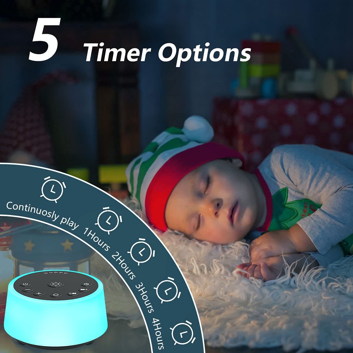 Color Noise Sound Machines with 10 Colors Night Light 25 Soothing Sounds and Sleep White Noise Machine 32 Volume Levels 5 Timers 3 Adjustable Brightness Memory Function for Adults Kids Baby thumbnail 4