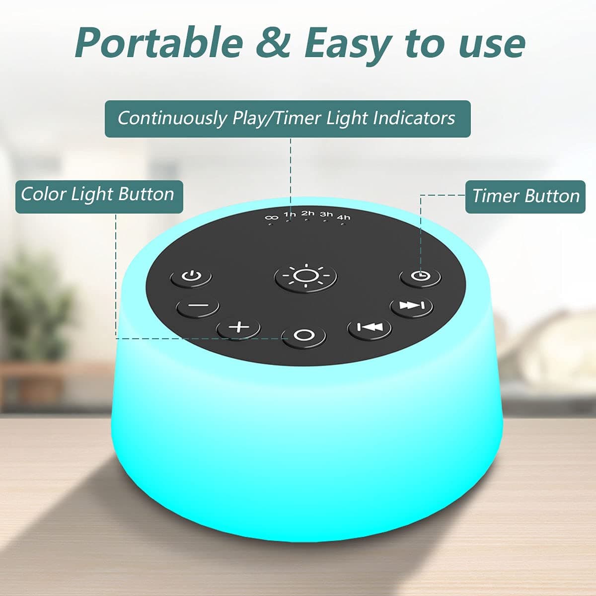 Color Noise Sound Machines with 10 Colors Night Light 25 Soothing Sounds and Sleep White Noise Machine 32 Volume Levels 5 Timers 3 Adjustable Brightness Memory Function for Adults Kids Baby thumbnail 5