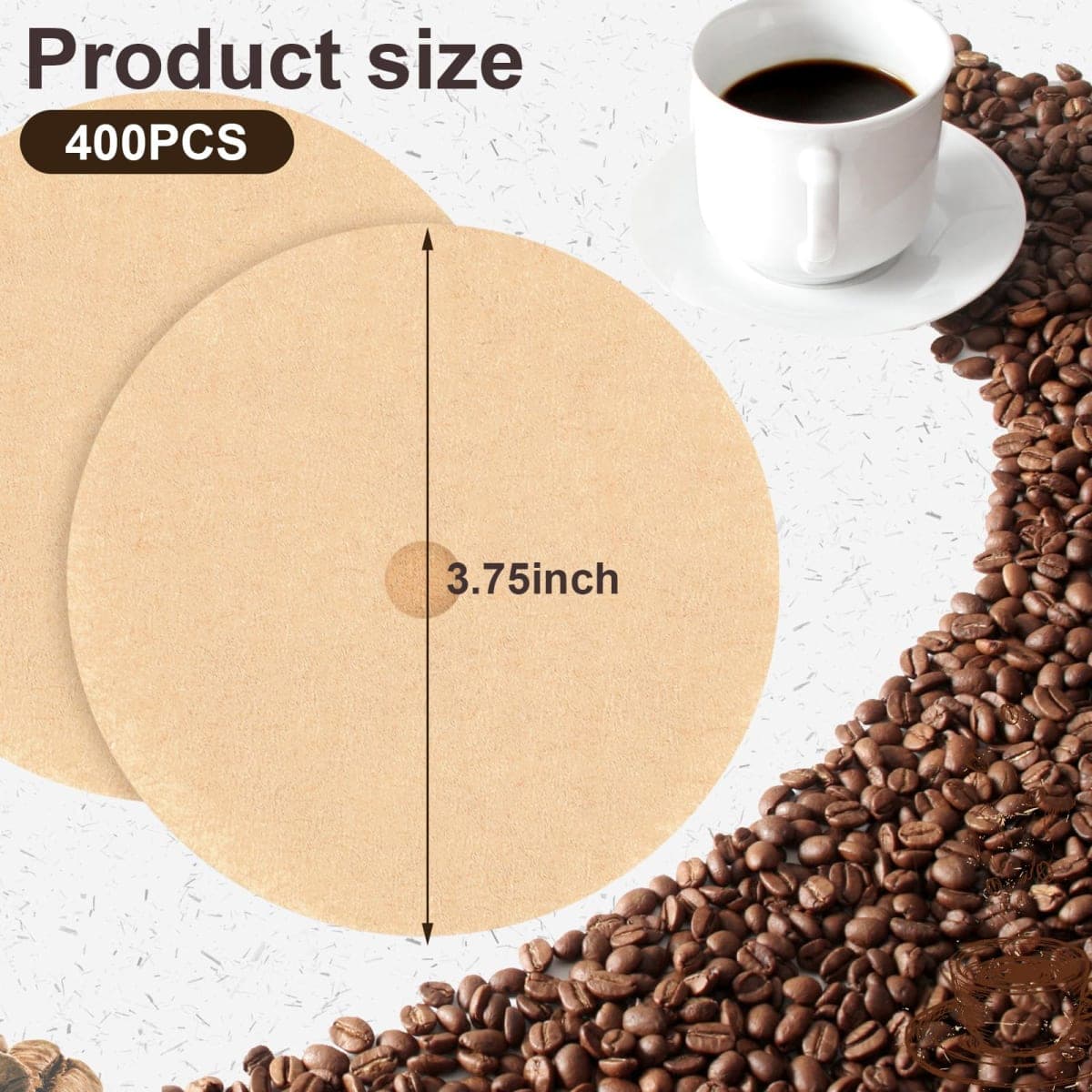400Pcs Percolator Coffee Filters, 3.75in Unbleached Coffee Filter, Natural Disposable Disc Coffee Filters for Percolator Coffee Pot, Coffee Filter for Home Office Camping Use thumbnail 2