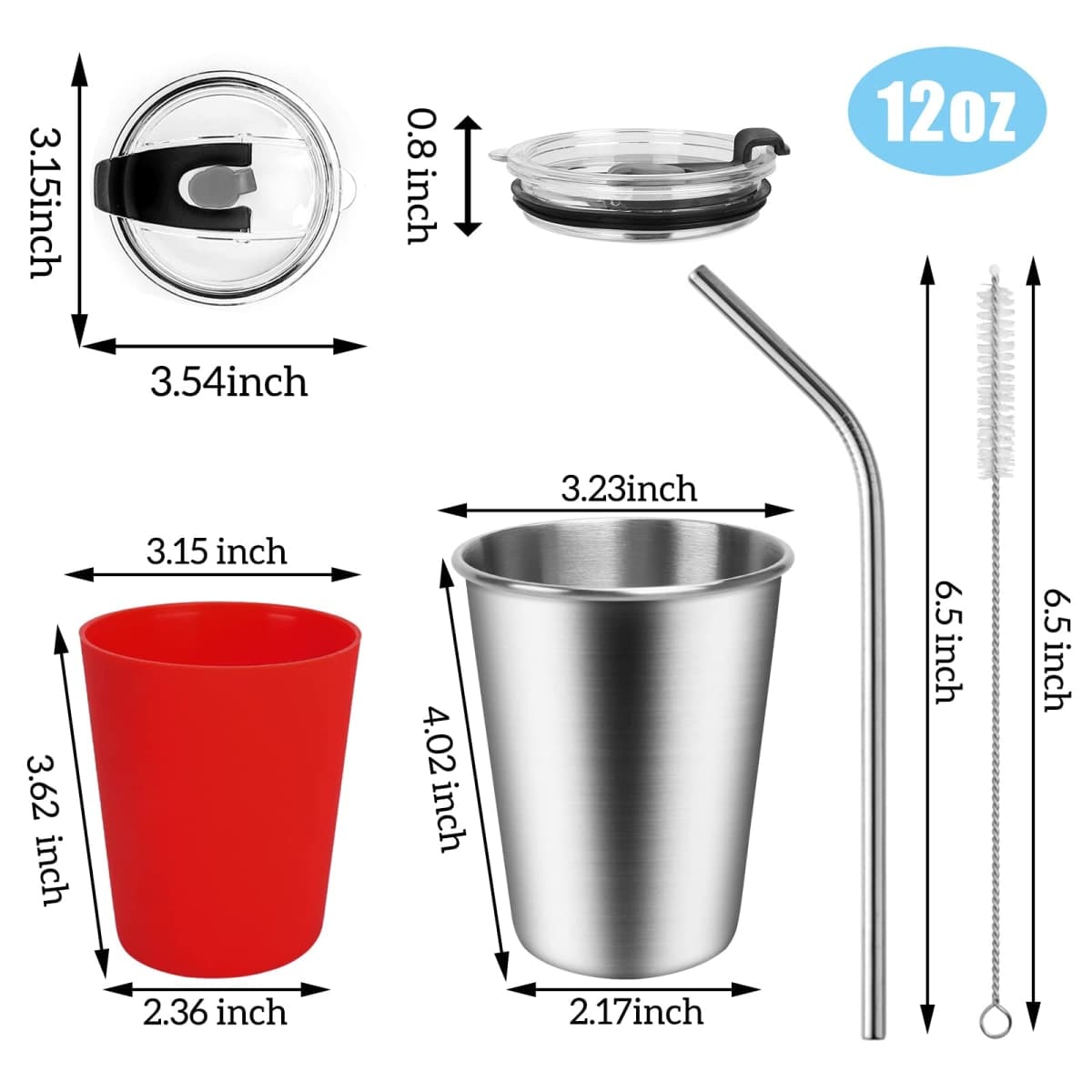 Stainless Steel Cups, 5pack Kids Cups with Spill Proof Lids, Stainless Steel Straws and Colorful Silicone Sleeves, 12oz Unbreakable Kids Metal Cups for Cold & Hot Drinks, Apply for Adults & Children thumbnail 2