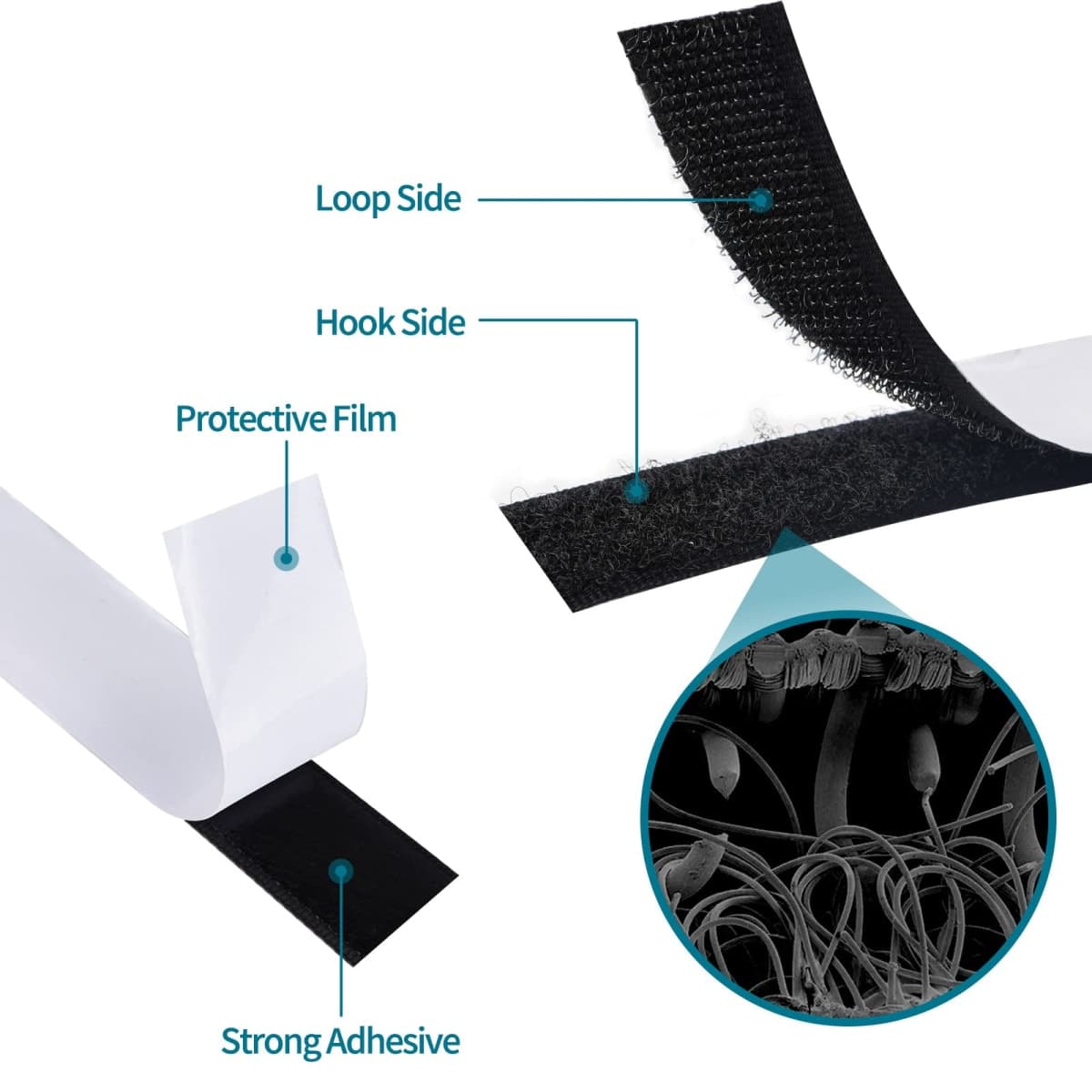 1 Inch x 82 Feet Black Self Adhesive Hook and Loop Tape Sticky Back Roll, Nylon Heavy Duty Strips with Adhesive, Multi-Function Hook Loop Tape for Crafting & Wall Hanging - Black thumbnail 3