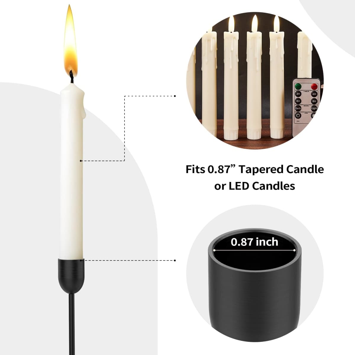 ChefBee Black Tall Candle Candlestick Holder, 3PCS Taper Pillar Candle Sticks Stand Holders Decor, Centerpiece Dining Table Wedding Festive Fireplace Mantle Vintage Room Decorations, Housewarming Gift thumbnail 4