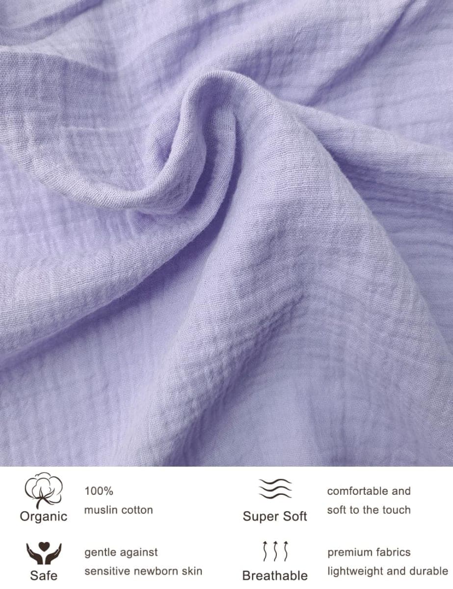 ZURLEFY 100% Cotton Pack and Play Mattress Sheets 39"x27", Purple Portable Mini Crib Sheets or Playpen Mattresses Cover for Baby Boys and Girls (46P-02) thumbnail 2