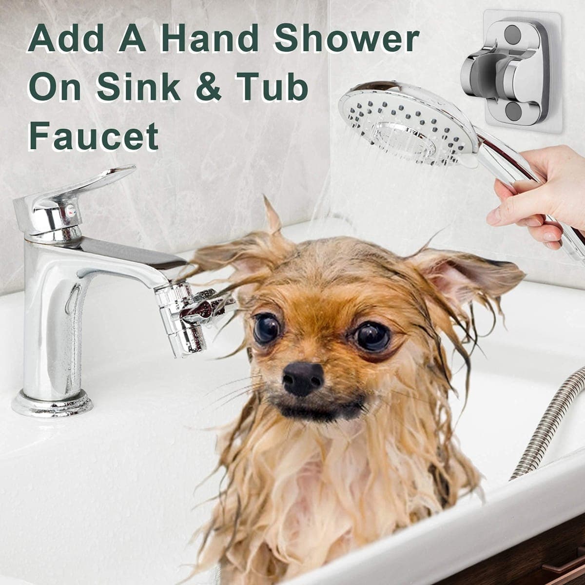 Sink Hose Shower Sprayer Attachment - Faucet Extension w/ 5 Adapters For Bathroom Bathtub, Kitchen Faucet, Utility Laundry Tub, Garden Hose Thread Spout For Delta, Moen, Kohler, American Standard thumbnail 2