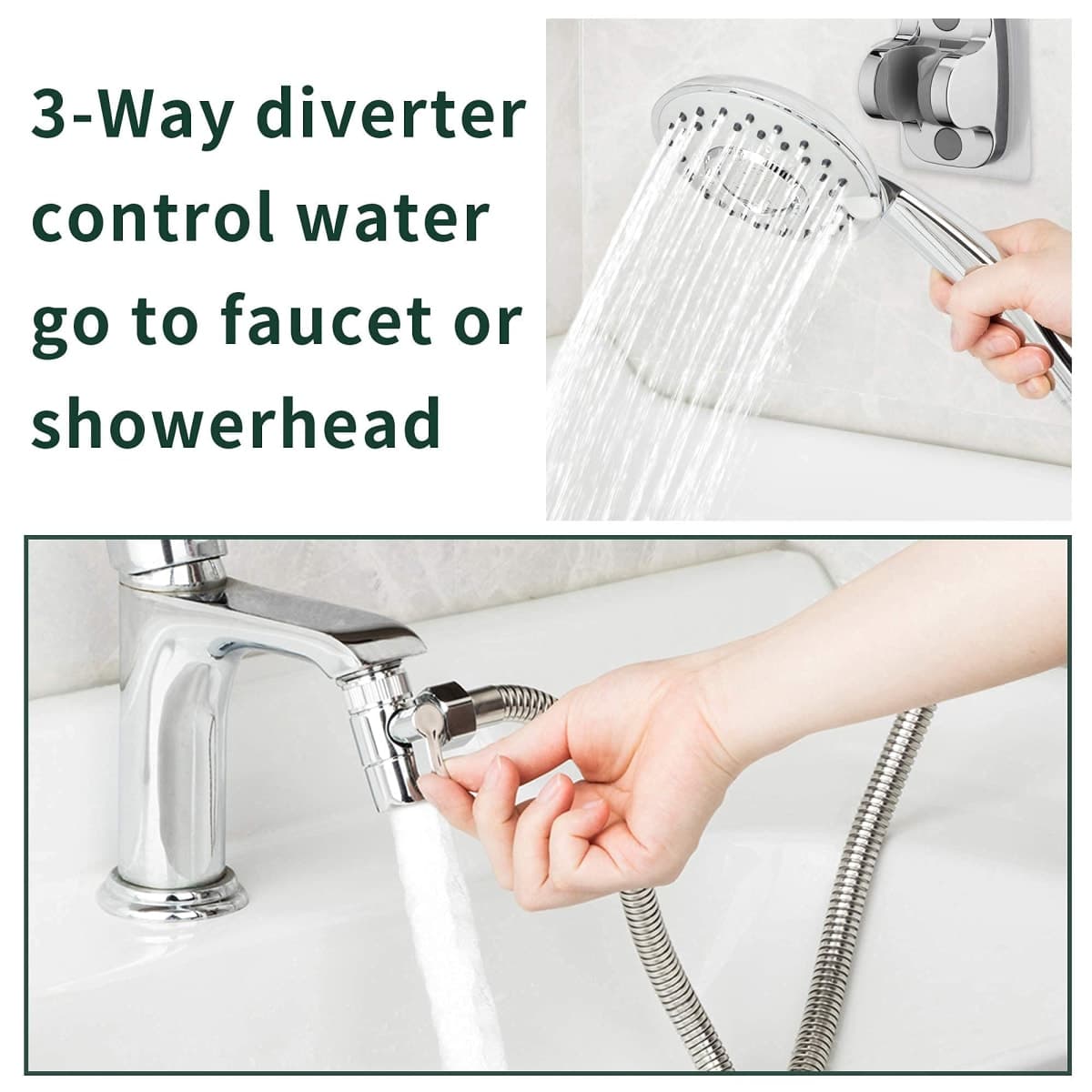 Sink Hose Shower Sprayer Attachment - Faucet Extension w/ 5 Adapters For Bathroom Bathtub, Kitchen Faucet, Utility Laundry Tub, Garden Hose Thread Spout For Delta, Moen, Kohler, American Standard thumbnail 3