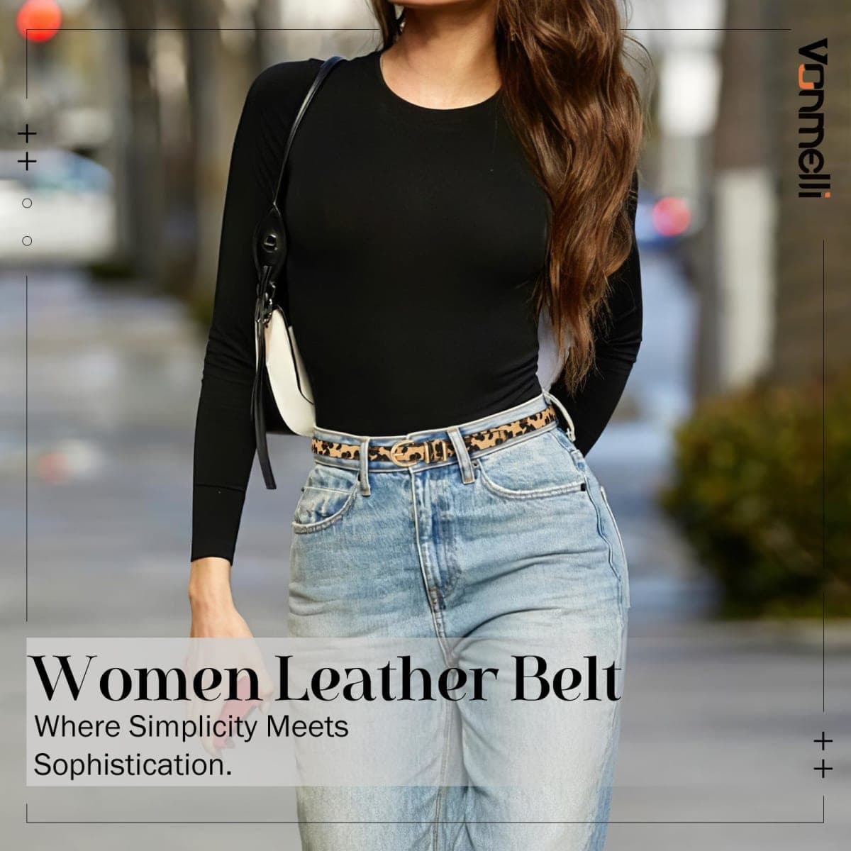 VONMELLI Womens Skinny Leather Belt Thin Waist Belts for Women Fashion Dress Jeans with Gold Buckle, Leopard, Fit waist size 33-37" thumbnail 2