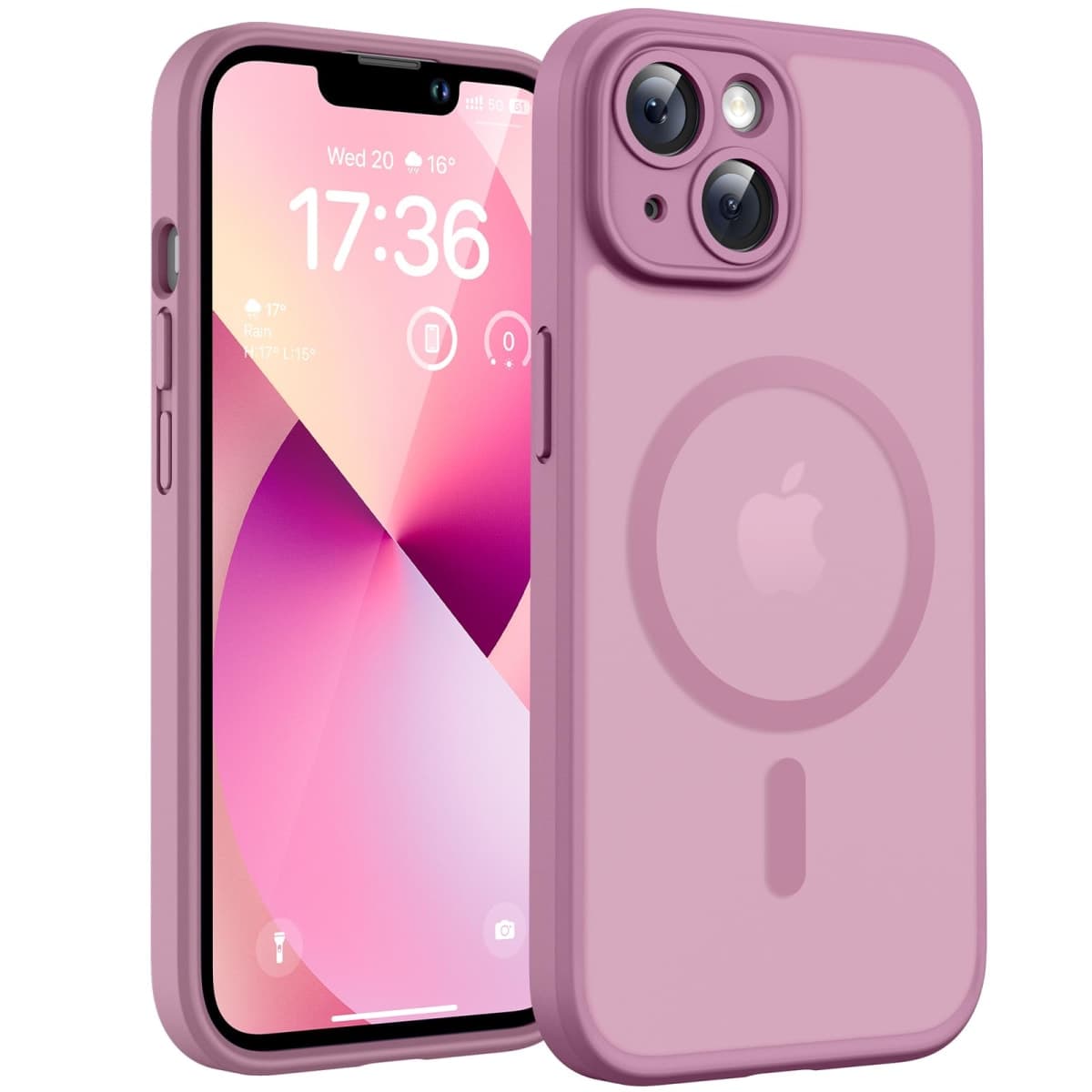 TOCOL Magnetic for iPhone 13 Case, Upgraded Full Camera Protection, Compatible with Magsafe, 15FT Drop Protection, Translucent Matte Back Phone Cover 6.1 inch (Lilac Purple) — image 1
