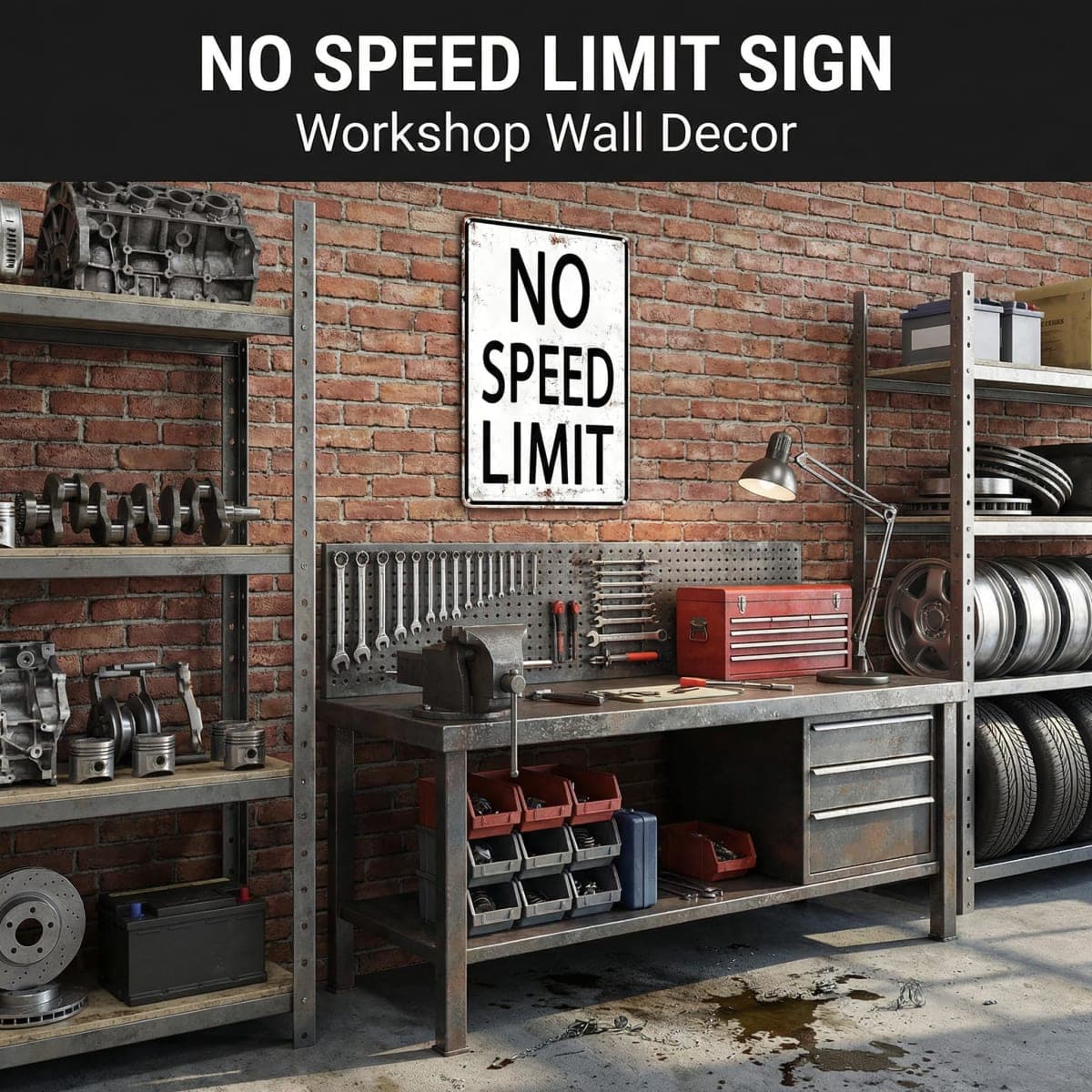 Retro Tin Sign No Speed Limit Sign for Boys Room Man Cave Garage Bedroom Vintage Style Wall Art Decor 8 x 12 Inch (3096) thumbnail 5