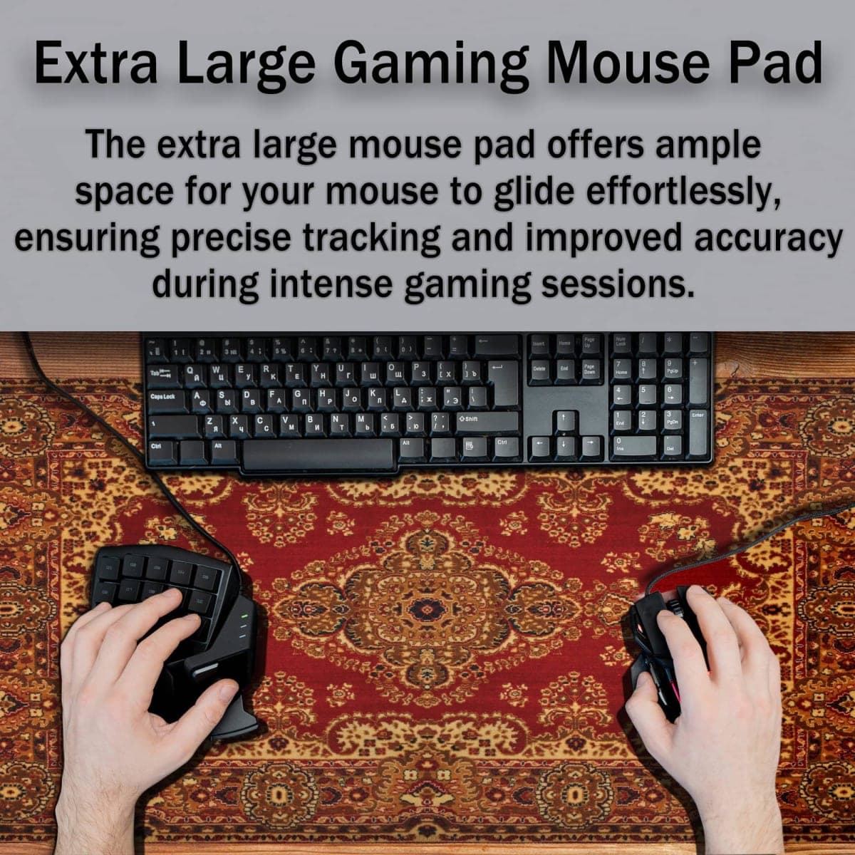Samgula Gaming Mouse Pad Retro Boho, Large Mousepad Office Desk Mat, Work Desk Mat Non-Slip Rubber Base Waterproof with Stitched Edges, 35.4 X 15.7 inch for Work/Game/Office/Home Vintage Bohemian thumbnail 4