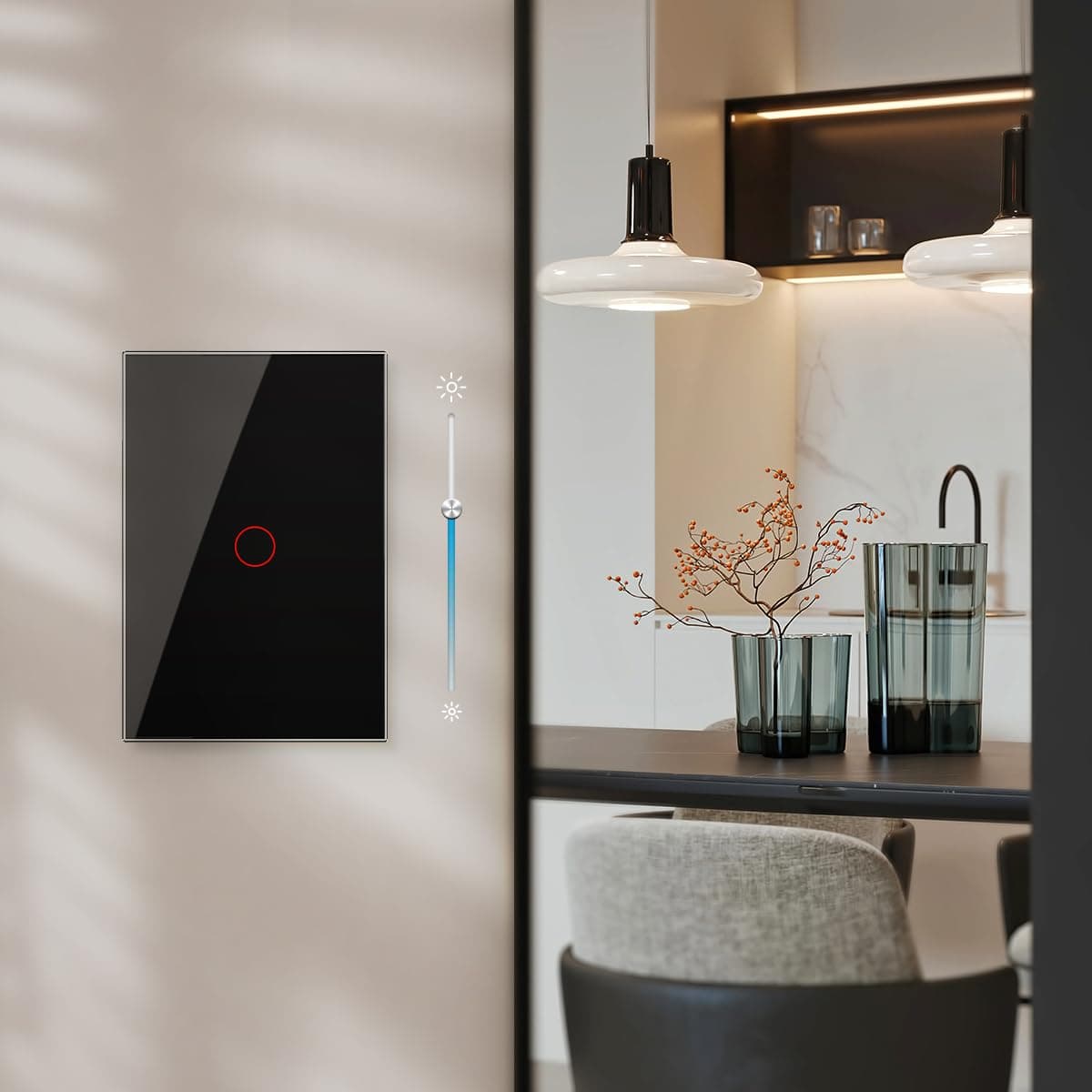 LIVOLO Glass Panel Touch Wall Light Dimmer Switch, White, 1-Gang, Wall Mount, 3-Way Circuit, Adjustable Brightness Control, 120V (Black) thumbnail 4