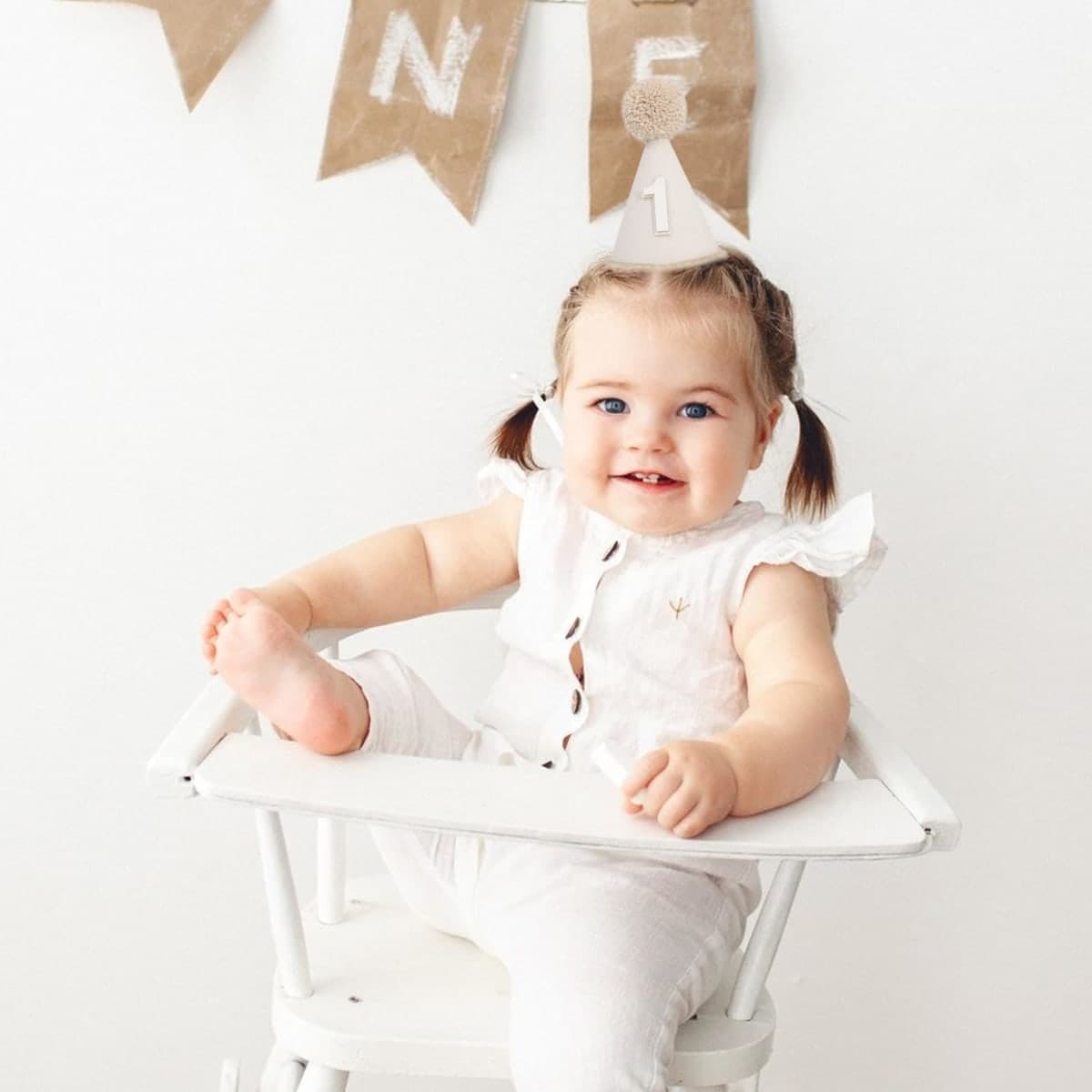 PATRDIO Boho First Birthday Celebration Hat - Natural 1st Birthday Boho Decorations,Celebration Cake Smash Photo Prop (beige) thumbnail 4