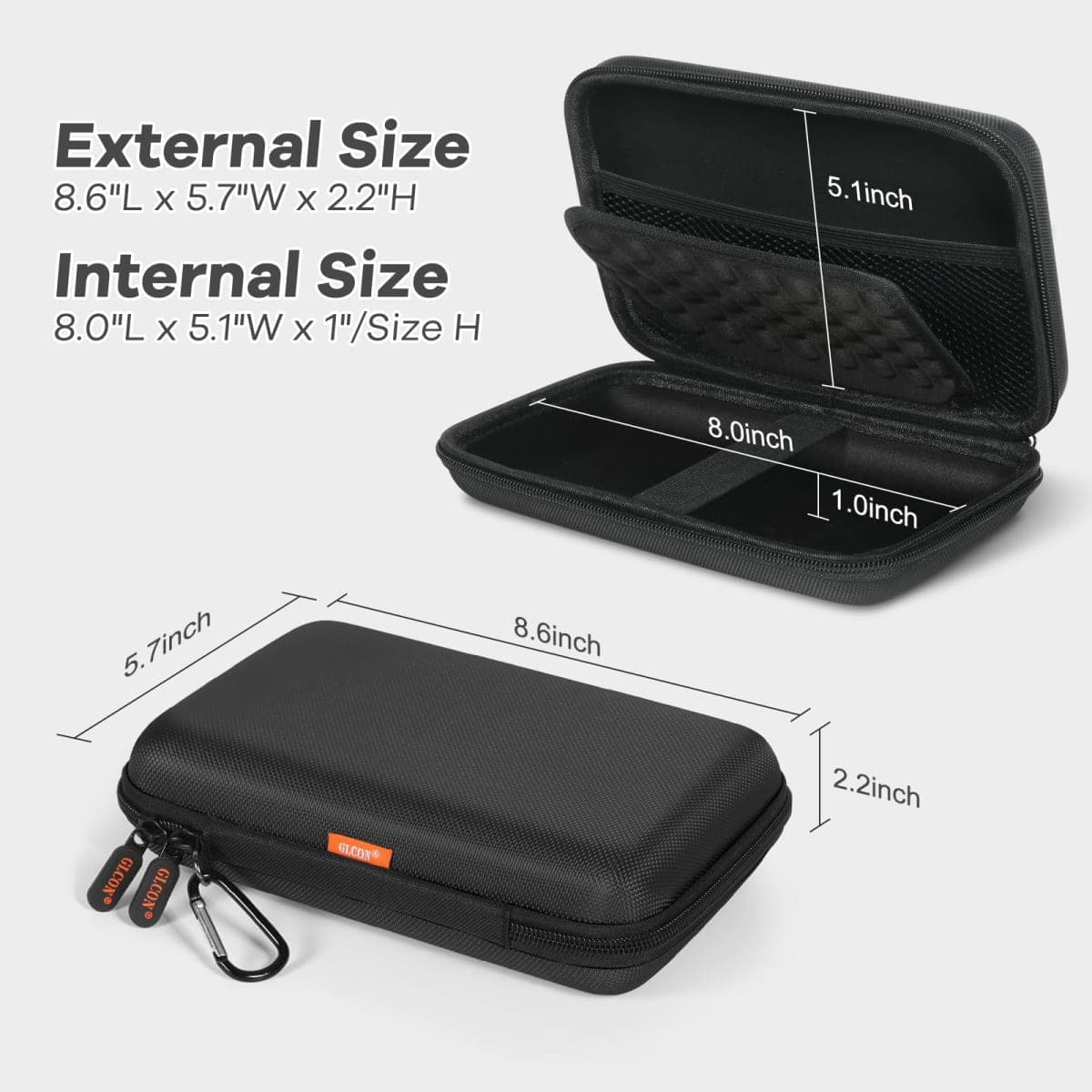 Shockproof Hard Shell Carrying Case for GPS, External Hard Drive, Power Bank, Charger, Cable, Heart Monitor, Cell Phone, Electronic Accessories - Larger Capacity Storage Pouch Travel Bag thumbnail 2