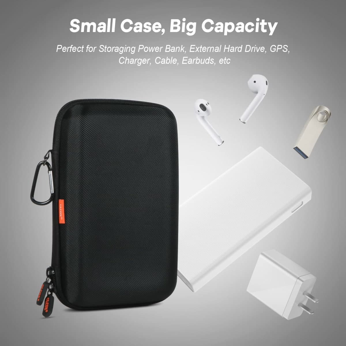 Shockproof Hard Shell Carrying Case for GPS, External Hard Drive, Power Bank, Charger, Cable, Heart Monitor, Cell Phone, Electronic Accessories - Larger Capacity Storage Pouch Travel Bag thumbnail 3