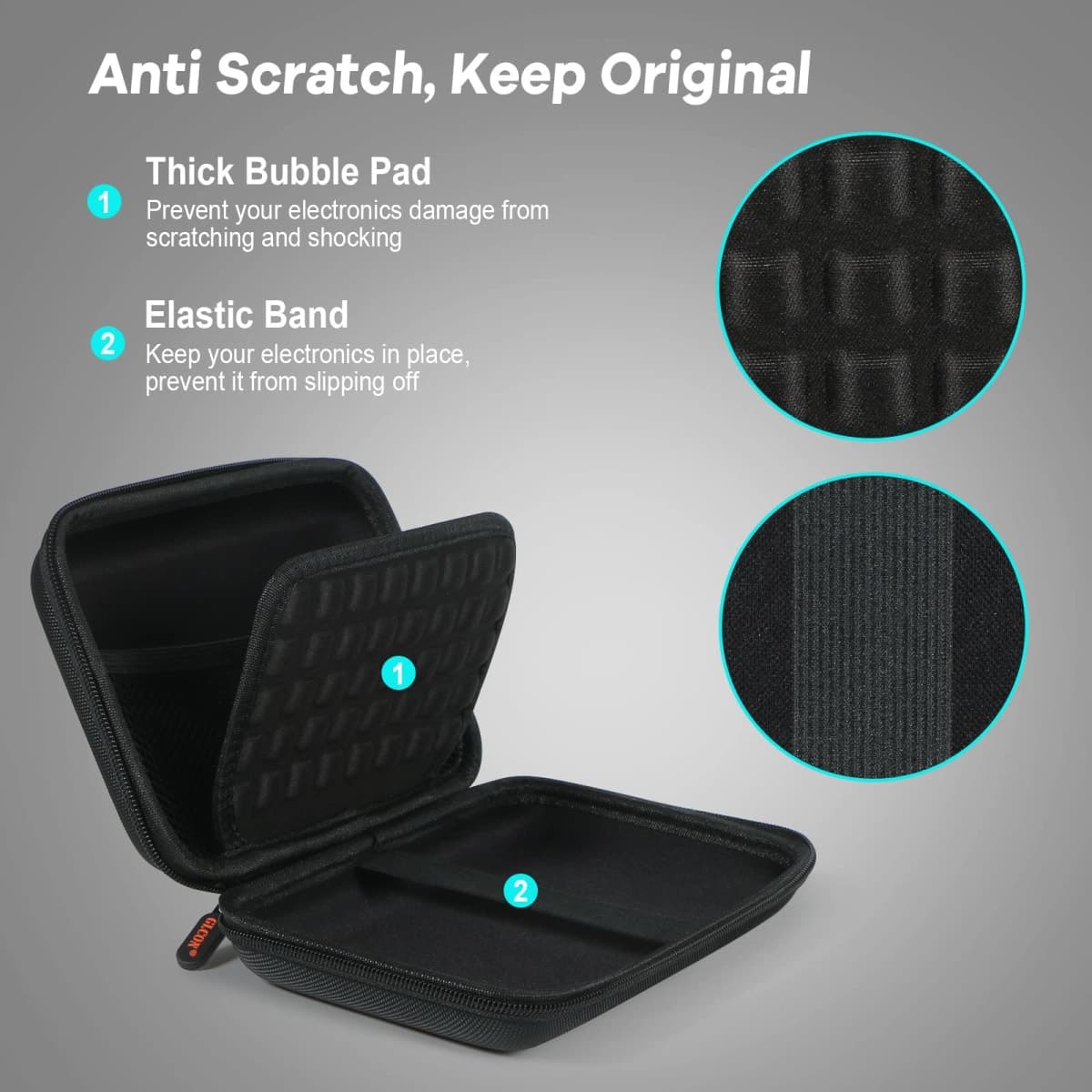 Shockproof Hard Shell Carrying Case for GPS, External Hard Drive, Power Bank, Charger, Cable, Heart Monitor, Cell Phone, Electronic Accessories - Larger Capacity Storage Pouch Travel Bag thumbnail 4