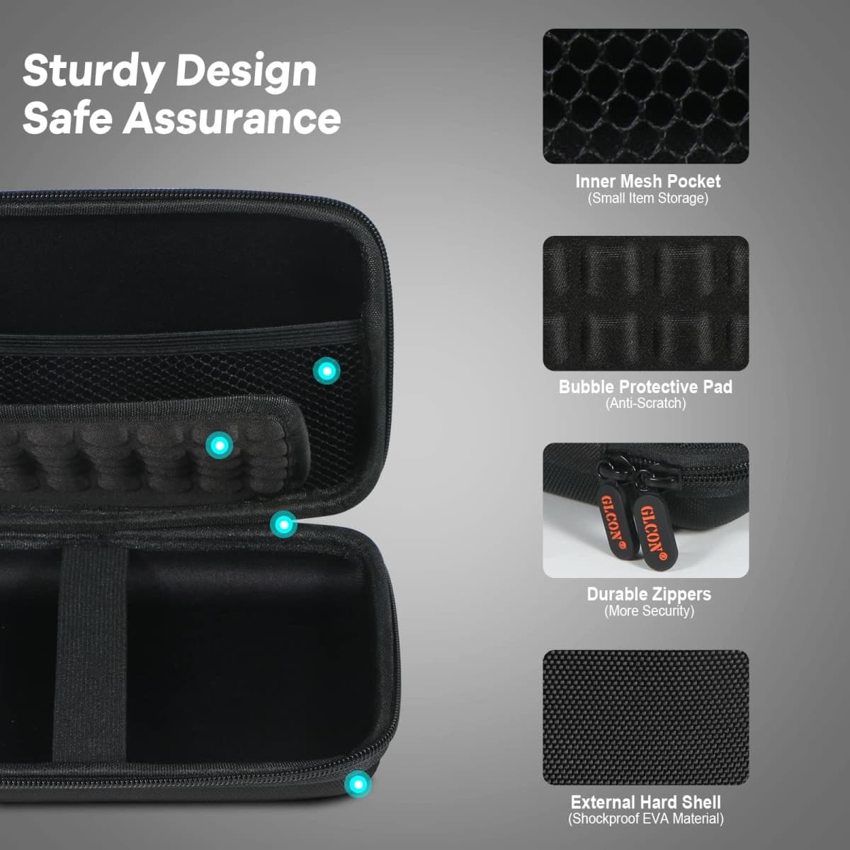 Shockproof Hard Shell Carrying Case for GPS, External Hard Drive, Power Bank, Charger, Cable, Heart Monitor, Cell Phone, Electronic Accessories - Larger Capacity Storage Pouch Travel Bag thumbnail 5