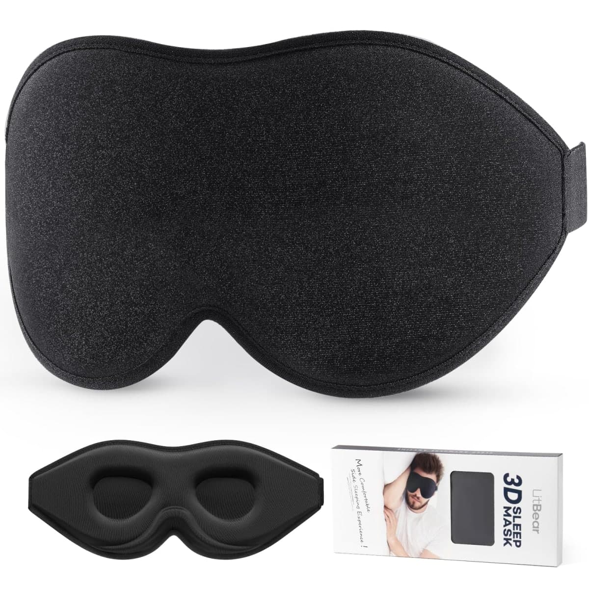 LitBear Sleep Mask for Side Sleeper Women Men, Eye Mask for Sleeping Light Blocking, 3D Contoured Cup Sleeping Mask, Soft Breathable Sleep Eye Mask with Adjustable Elastic Strap for Flight Nap — image 1