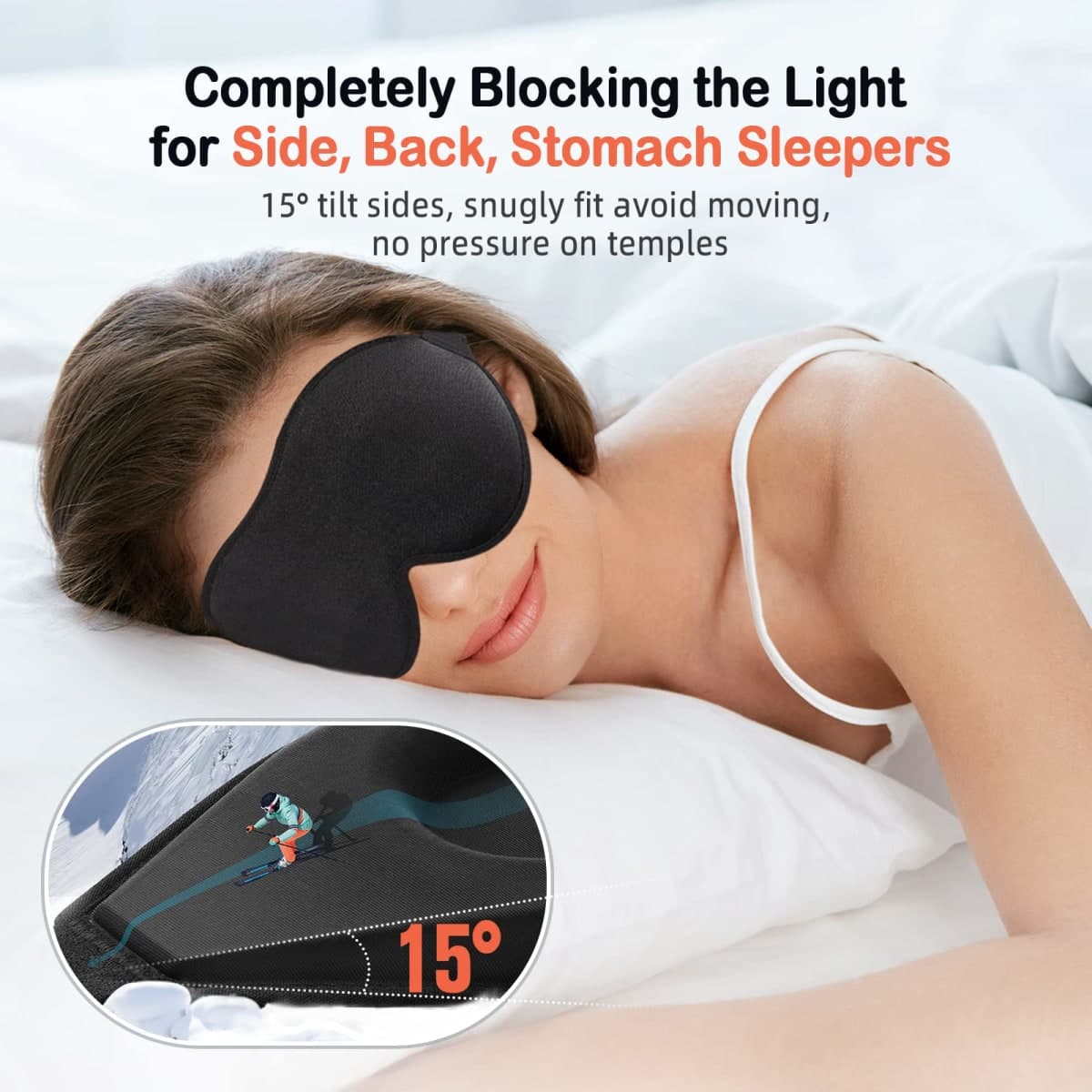 LitBear Sleep Mask for Side Sleeper Women Men, Eye Mask for Sleeping Light Blocking, 3D Contoured Cup Sleeping Mask, Soft Breathable Sleep Eye Mask with Adjustable Elastic Strap for Flight Nap thumbnail 2