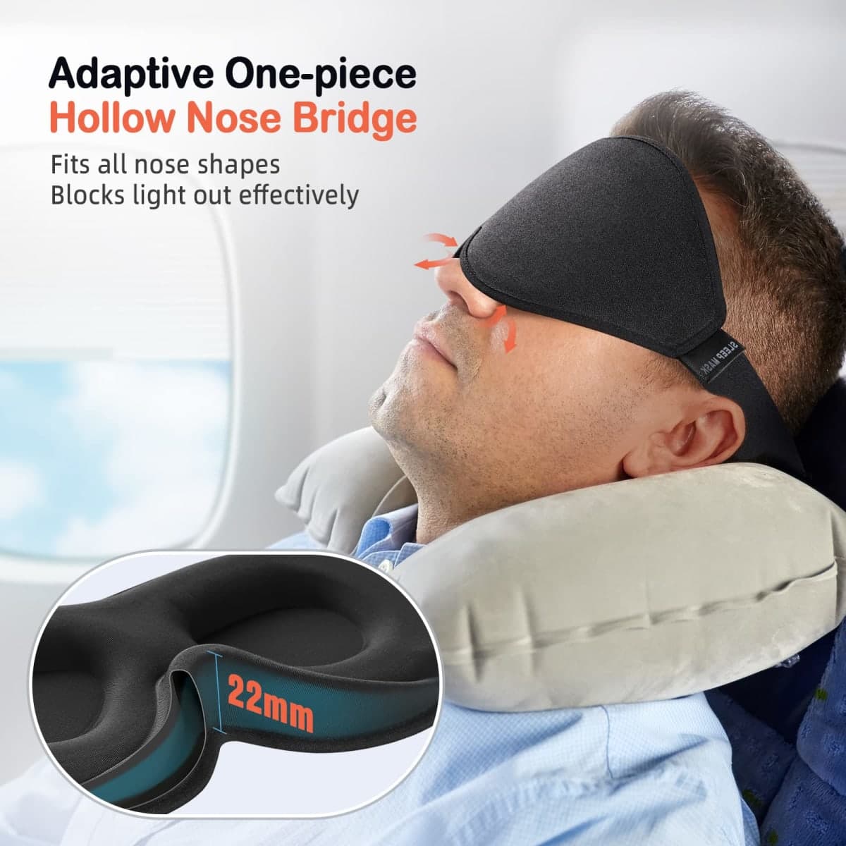 LitBear Sleep Mask for Side Sleeper Women Men, Eye Mask for Sleeping Light Blocking, 3D Contoured Cup Sleeping Mask, Soft Breathable Sleep Eye Mask with Adjustable Elastic Strap for Flight Nap thumbnail 3