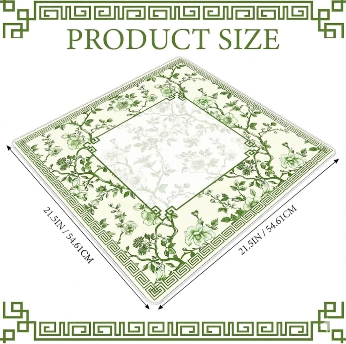 Sonwyoung 22 Inch Mini Chinoiserie Mahjong Mat for Travel Set Green and White Floral Mahjong Mat Cute Small Domino Accessories Gifts Domino and Tile Game Table thumbnail 2