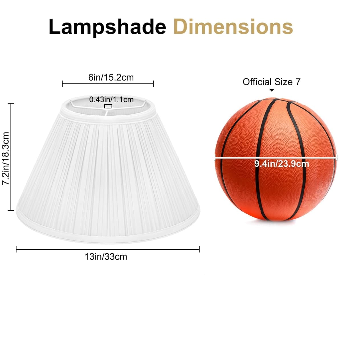 Pleated Lamp Shade, 6" Top x 13" Bottom x 7.2" High, White Empire Lamp Shade for Table Lamp Bedside Lamp, Modern Fabric Mushroom Lampshade Replacement for Wall Sconce, Spider, Clip on Adapter Included thumbnail 2