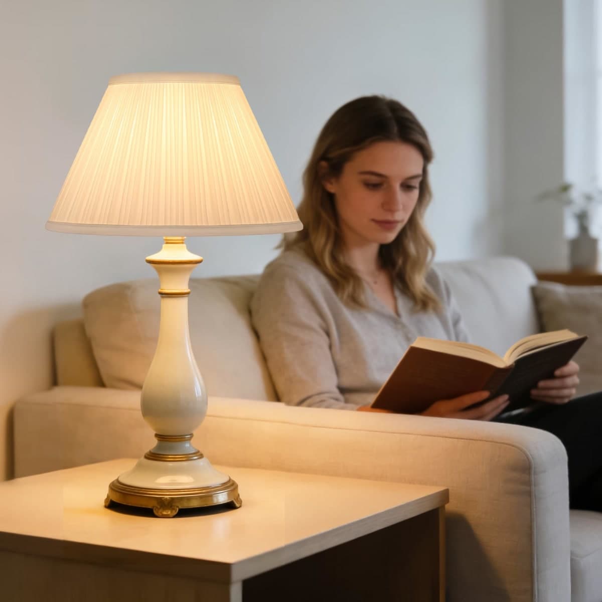 Pleated Lamp Shade, 6" Top x 13" Bottom x 7.2" High, White Empire Lamp Shade for Table Lamp Bedside Lamp, Modern Fabric Mushroom Lampshade Replacement for Wall Sconce, Spider, Clip on Adapter Included thumbnail 3