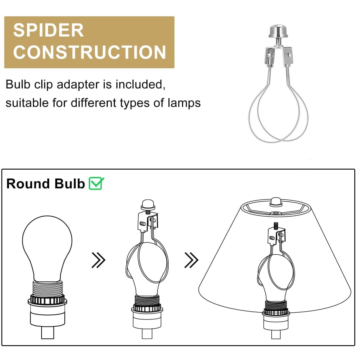 Pleated Lamp Shade, 6" Top x 13" Bottom x 7.2" High, White Empire Lamp Shade for Table Lamp Bedside Lamp, Modern Fabric Mushroom Lampshade Replacement for Wall Sconce, Spider, Clip on Adapter Included thumbnail 4