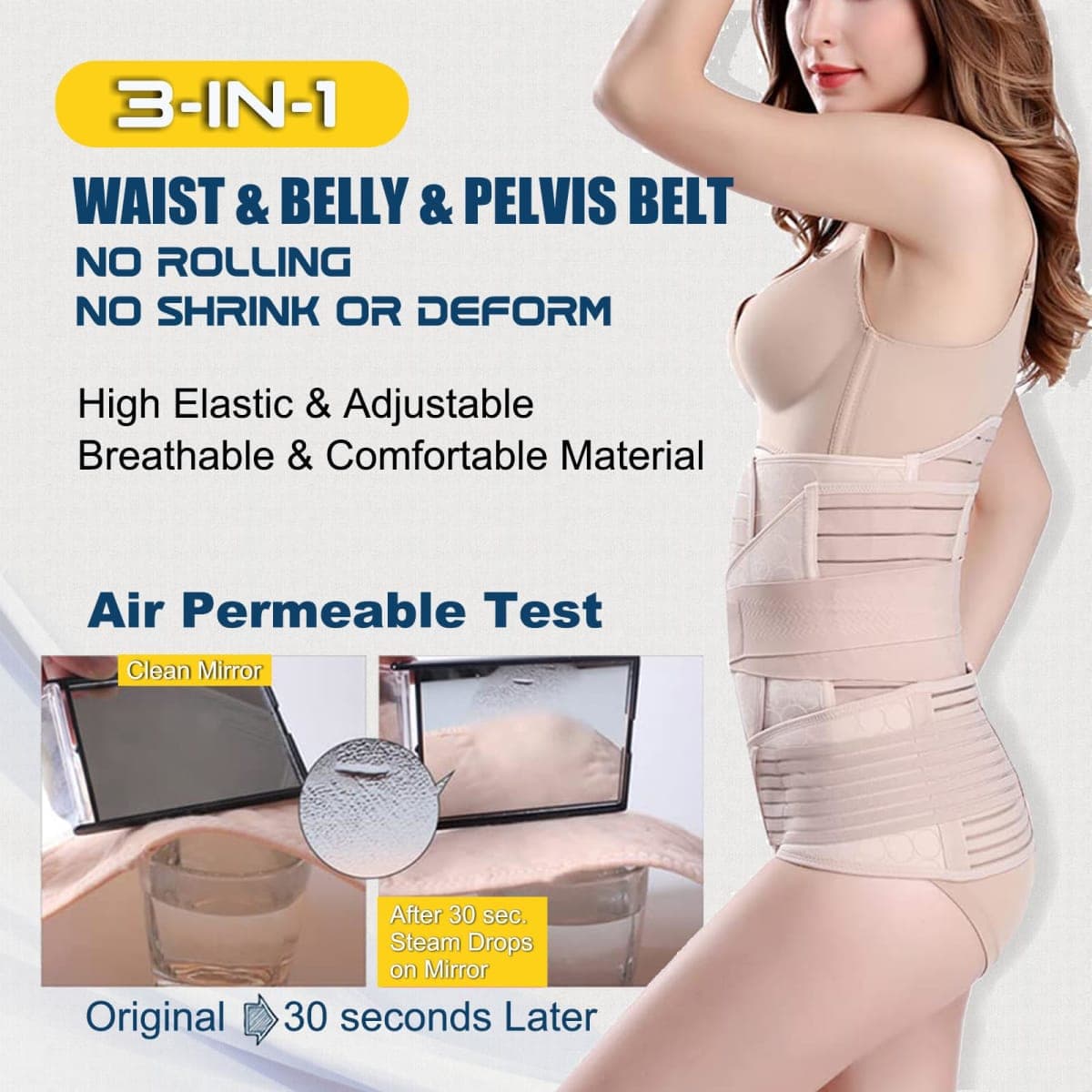 ChongErfei 3 in 1 Postpartum Support Belly/Waist/Pelvis Belt Beige thumbnail 3