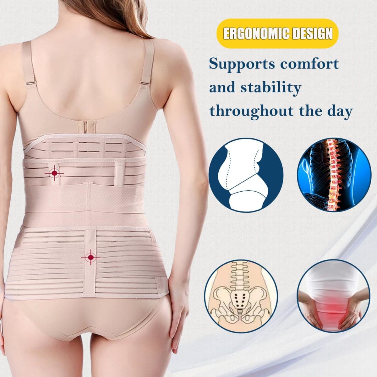 ChongErfei 3 in 1 Postpartum Support Belly/Waist/Pelvis Belt Beige thumbnail 4