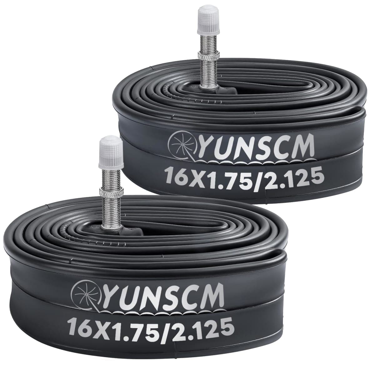 YUNSCM 2-PCS 16" Bike Tubes 16x1.75/2.125 TR4A-40mm Valve 16" Bicycle Inner Tubes Compatible with 16 x 1.75 16x1.90 16x1.95 16x2.0 16x2.10 16 x 2.125 Bike Bicycle Tire Tubes — image 1