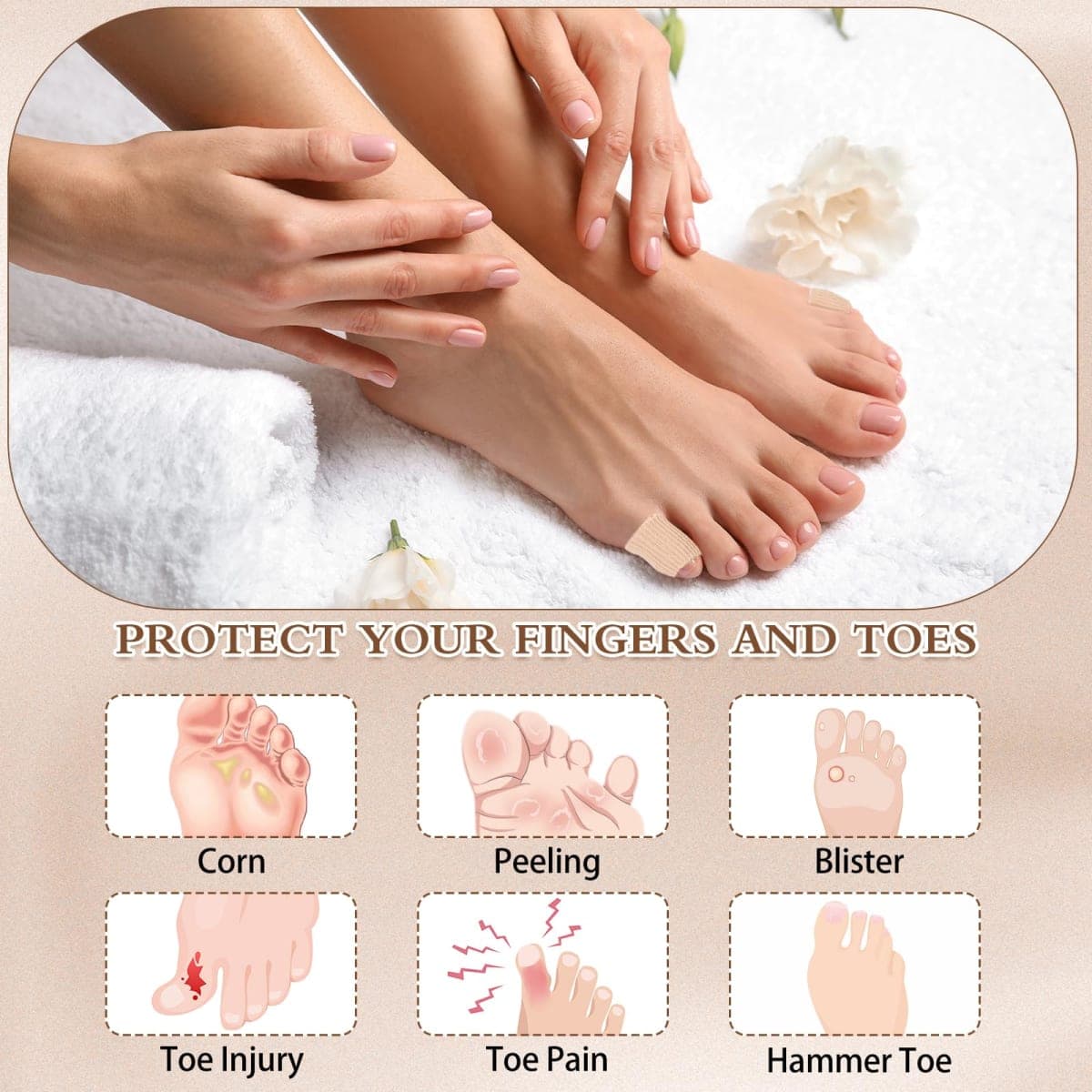 Blulu 24 Pieces Toe Tubes 0.98 Inches Cushion Tube Corn Pads for Toes Sleeves Soft Gel Protectors for Cushions Corns Blisters Calluses 3 Size(Skin Color,Small Size) thumbnail 4