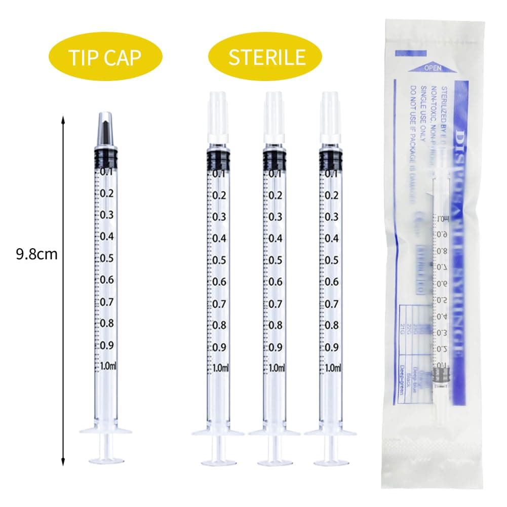 50 Pcs 1ml Syringes with Caps Oral Dispenser Individually Sterile Warpped for Medicine Dropper, Colostrum Collect Feeding Pets, Liquid thumbnail 2