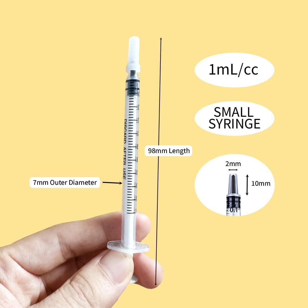 50 Pcs 1ml Syringes with Caps Oral Dispenser Individually Sterile Warpped for Medicine Dropper, Colostrum Collect Feeding Pets, Liquid thumbnail 4