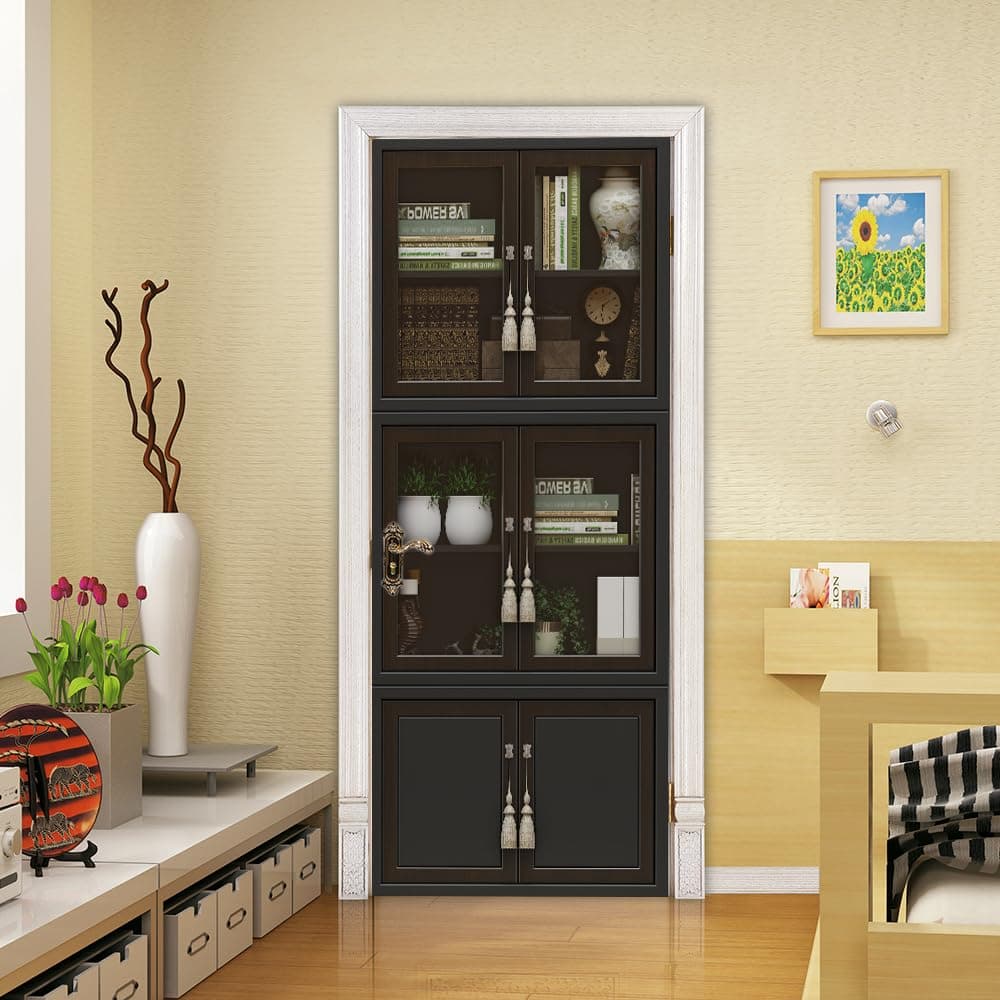 VIRANDA 3D Door Stickers Murals Peel and Stick DIY Wallpaper Removable PVC Waterproof Decals Self-Adhesive Wall Covers - Bookcase - Poster for Bedroom Living Room Decor 30.3 x 78.7 inch — image 1