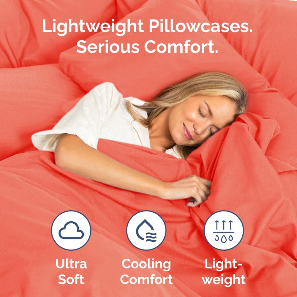 King Pillow Cases Set of 2 - Ultra Soft Hotel Quality Pillowcase Covers - Comfy, Cozy & Wrinkle Free - Shrinkage, Stain and Fade Resistant - Machine Washable Pillow Protectors - 2 Piece Set - Coral thumbnail 3