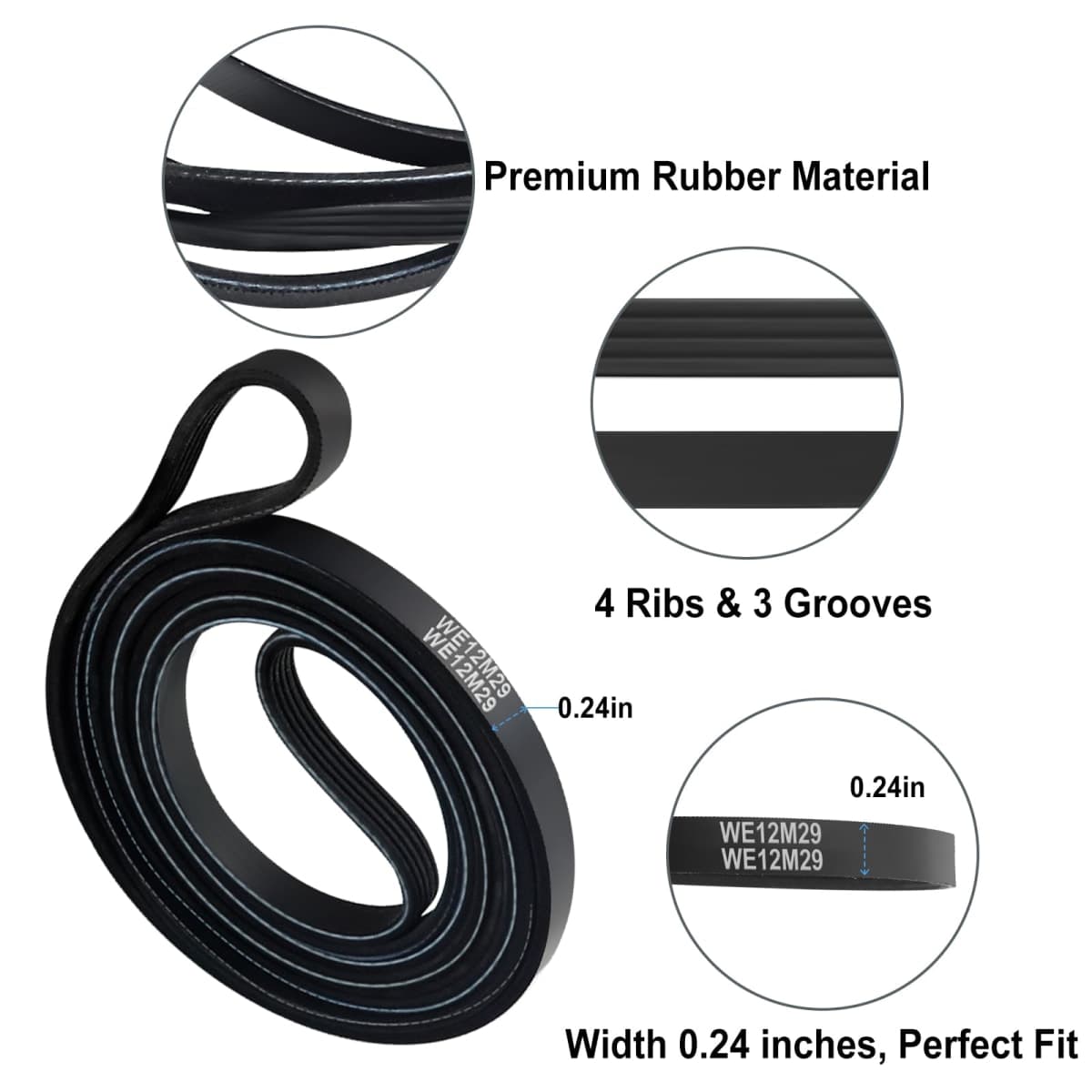 𝐔𝐩𝐠𝐫𝐚𝐝𝐞𝐝 WE12M29 Dryer Drum Drive Belt for G-E Hotpo-int Replaces 137292700 AP4324040 WE12M0022 WE12M22 WE12M29 WE12M33 WE12X21574 by Sikawai thumbnail 3