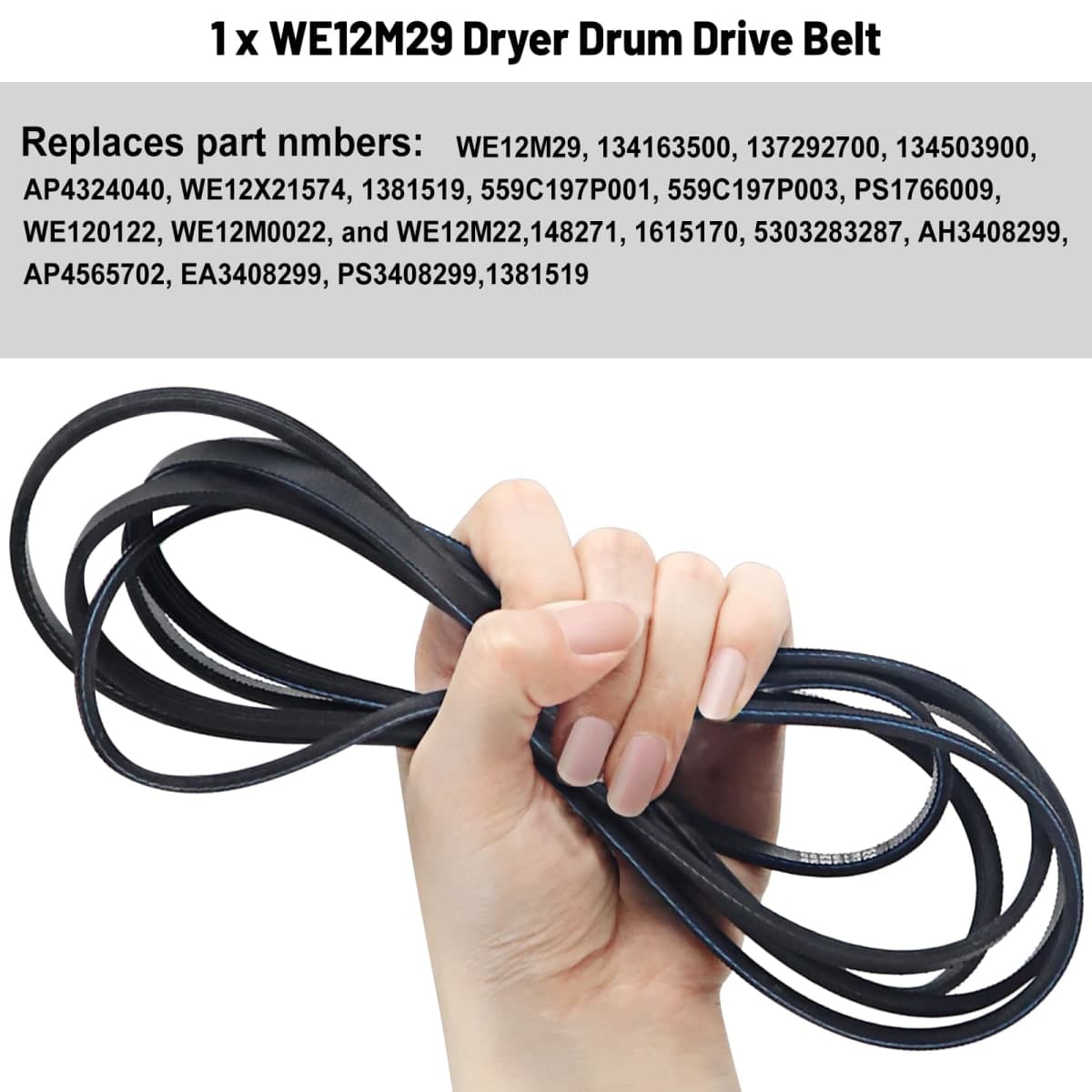 𝐔𝐩𝐠𝐫𝐚𝐝𝐞𝐝 WE12M29 Dryer Drum Drive Belt for G-E Hotpo-int Replaces 137292700 AP4324040 WE12M0022 WE12M22 WE12M29 WE12M33 WE12X21574 by Sikawai thumbnail 4
