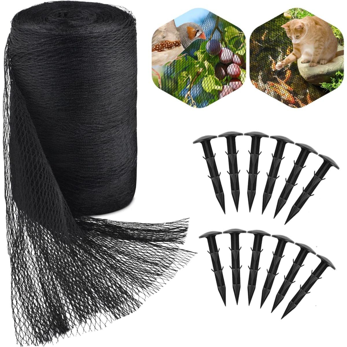 PACETAP 30 x 35 Ft Koi Pond Netting Kit, Heavy Duty Pond Netting Mesh Net Cover for Leaves, Protecting Koi Fish from Birds, Cats -Stakes Included — image 1