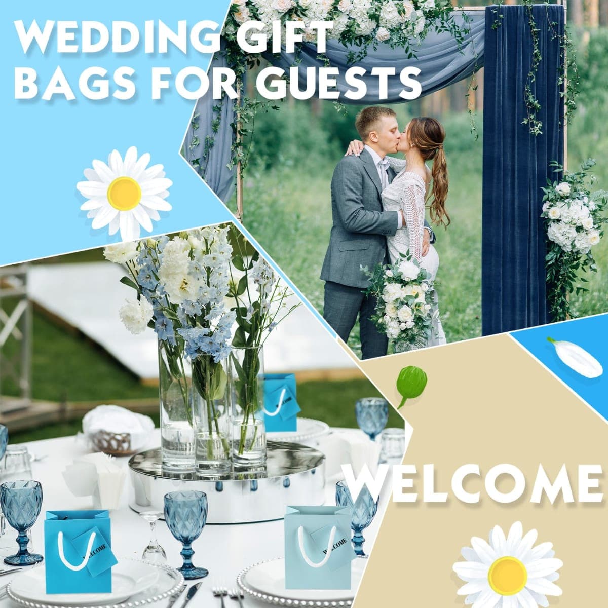 50 Pack Mini Gift Bags Bulk 4 x 2.75 x 4.5 Inch Tiny Paper Gift Bags with Handles and Tags Extra Small Paper Container for Birthday Party Favors Wedding Baby Shower Small Business(Blue Series) thumbnail 3