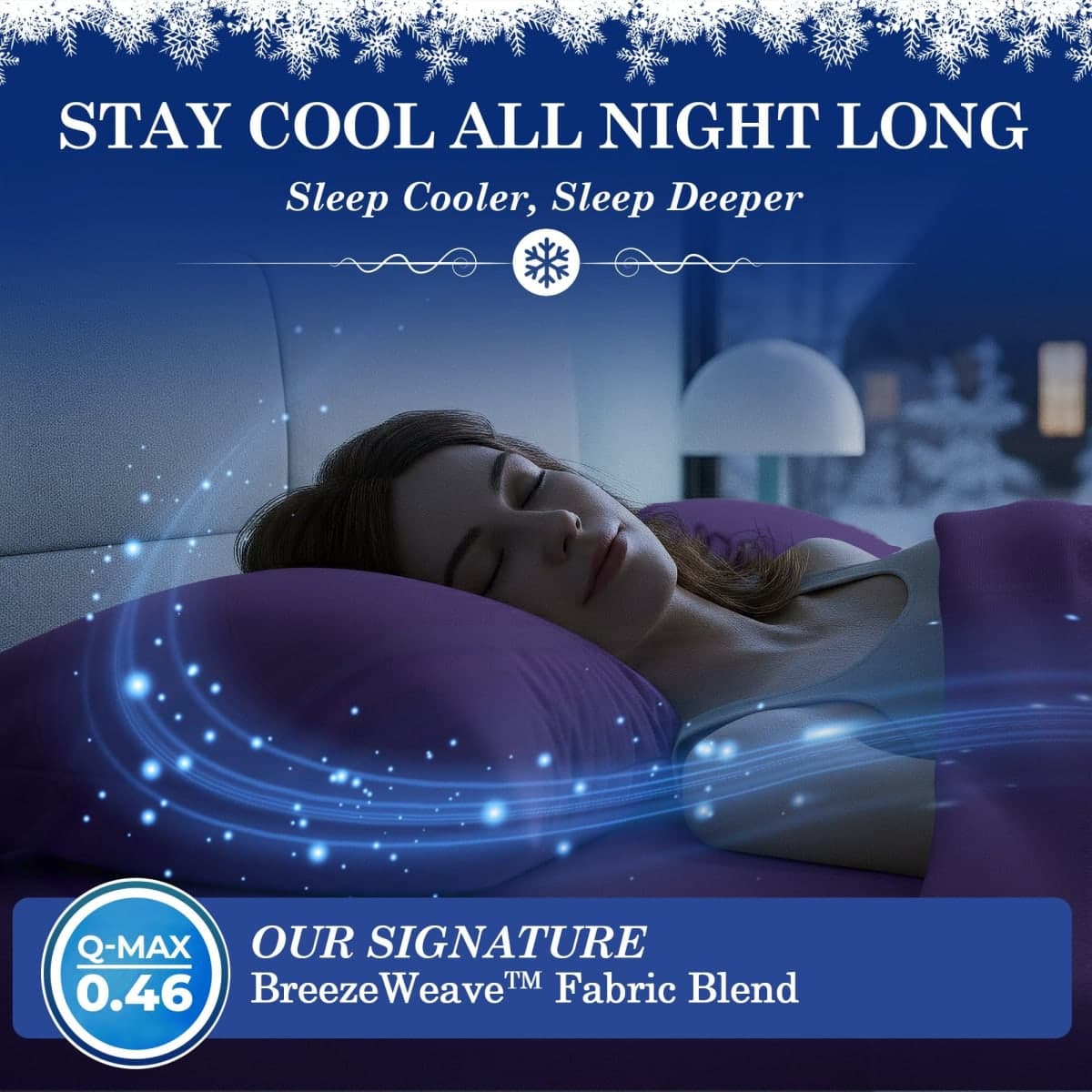 SLEEPHORIA Cooling Sheets Queen Size Bed Set - Temperature Regulating Bedding for Hot Sleepers - Deep Pocket Cooling Bed Sheets Queen for Night Sweats and All-Night Cool Comfort (Regal Purple) thumbnail 2